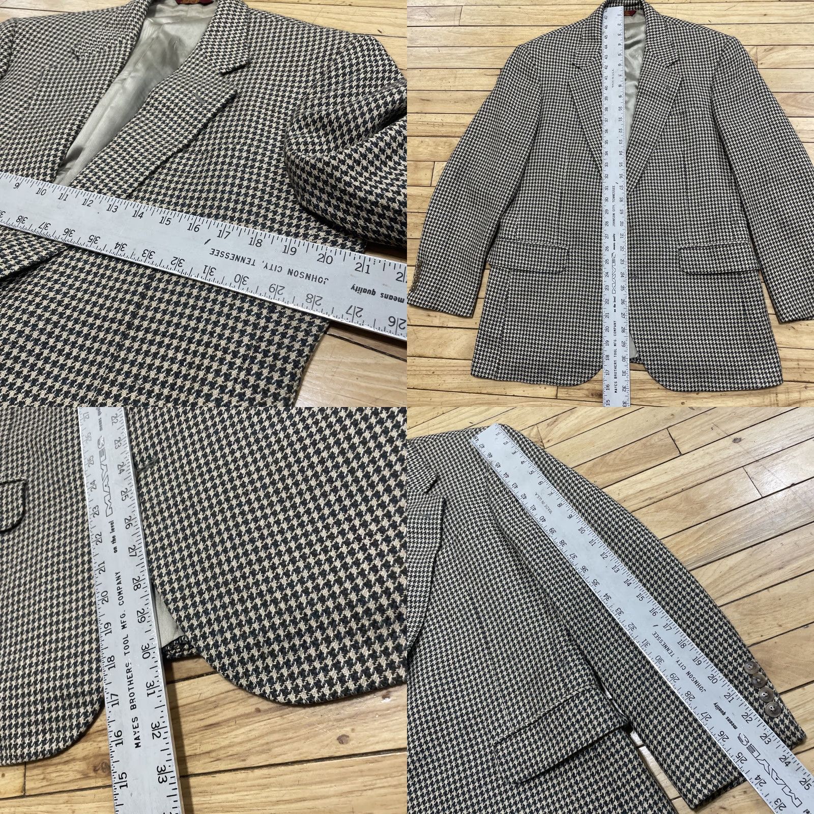 Vintage VINTAGE Corbin Jacket 42R Gray Houndstooth Wool Sport Coat Blazer - Single-Breasted, Two-Button, Lined, USA, 2 Piece, Regular Fit, Men Size 42R - 8 Thumbnail