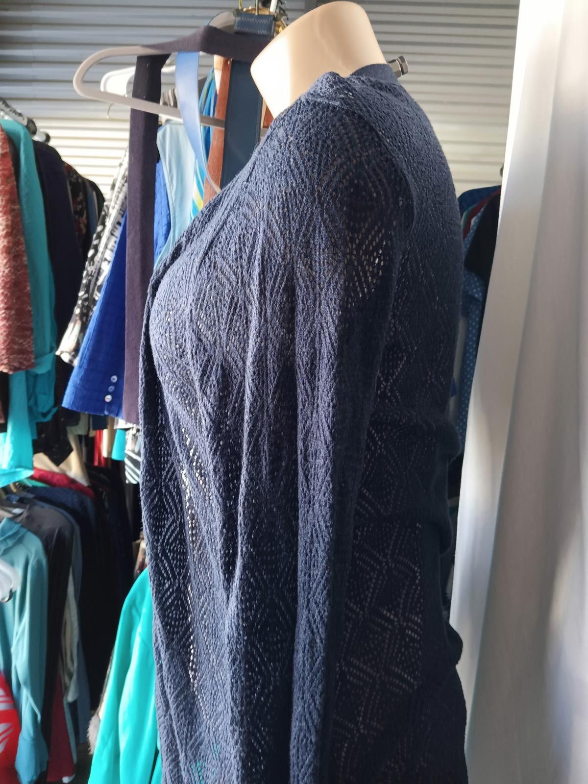 Designer Stylish Bella Dottie Navy Cardigan - Lightweight Lace Design Size L / US 10 / IT 46 - 2 Thumbnail