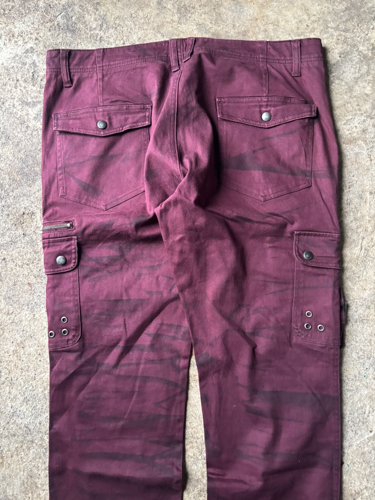 Japanese Brand 2000s Semantic Design Japan Red Wine Washed Cargo Pants Size US 37 - 10 Thumbnail