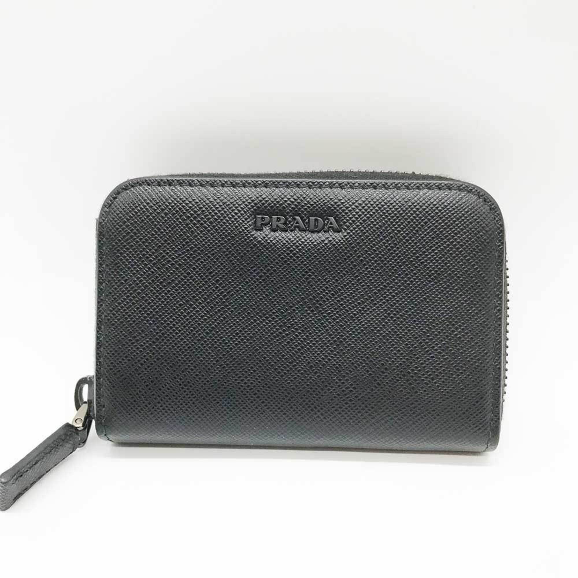 image of Prada Wallet/coin Case Saffiano Leather Black, Women's