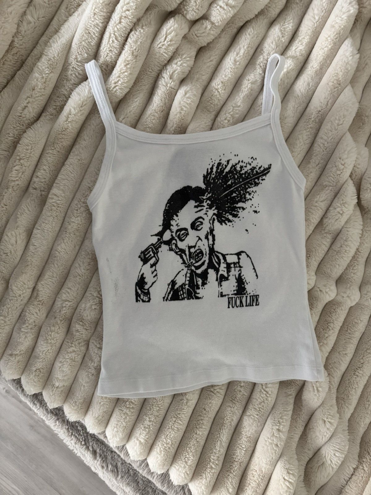 Death Grips × Praying havoc cult NEGLECT tank fuck life living to die shirt crop Size ONE SIZE - 2 Thumbnail