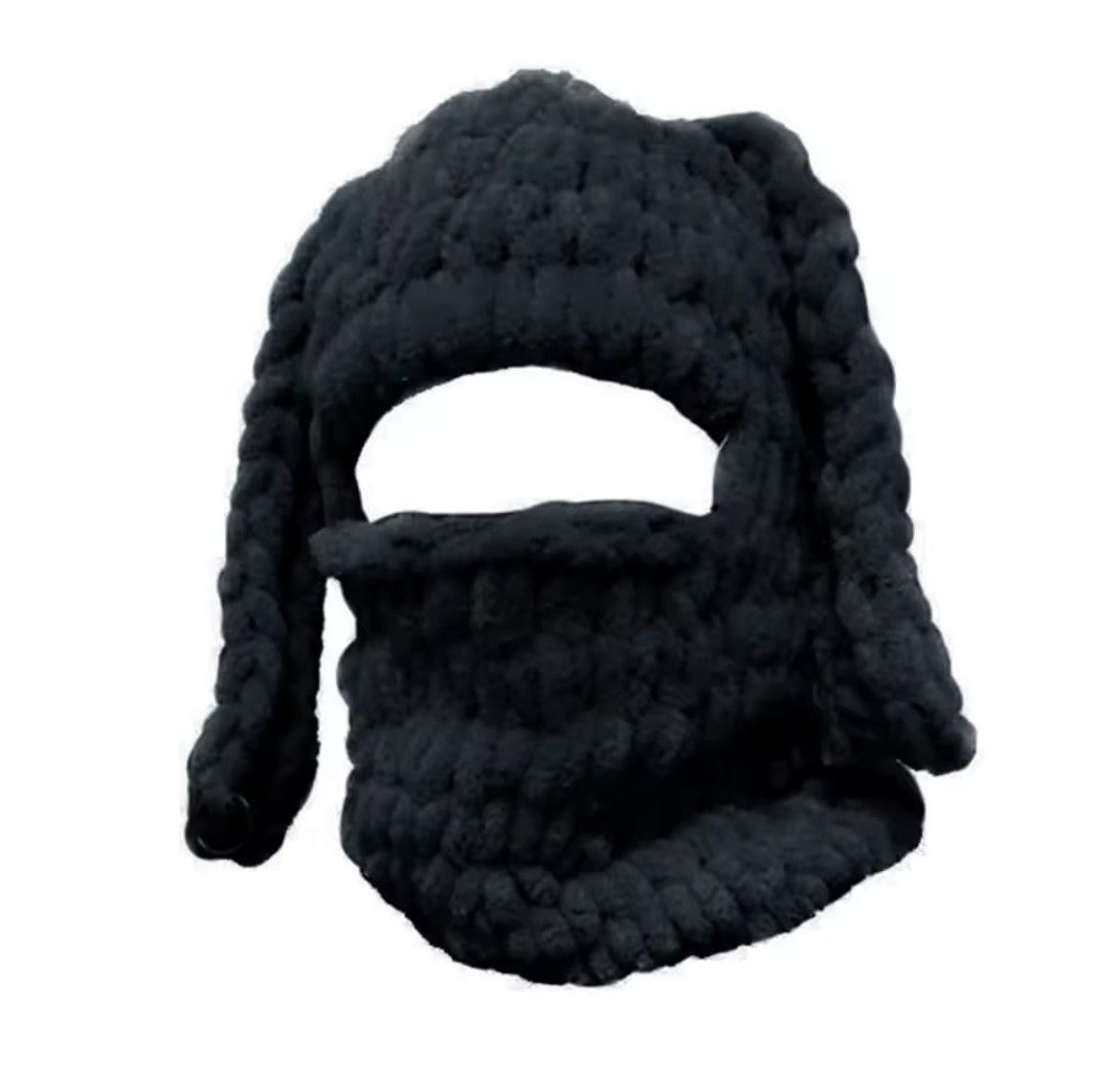 Japanese Brand Black Plush Hat Bunny Ears Balaclava Size ONE SIZE - 2 Thumbnail