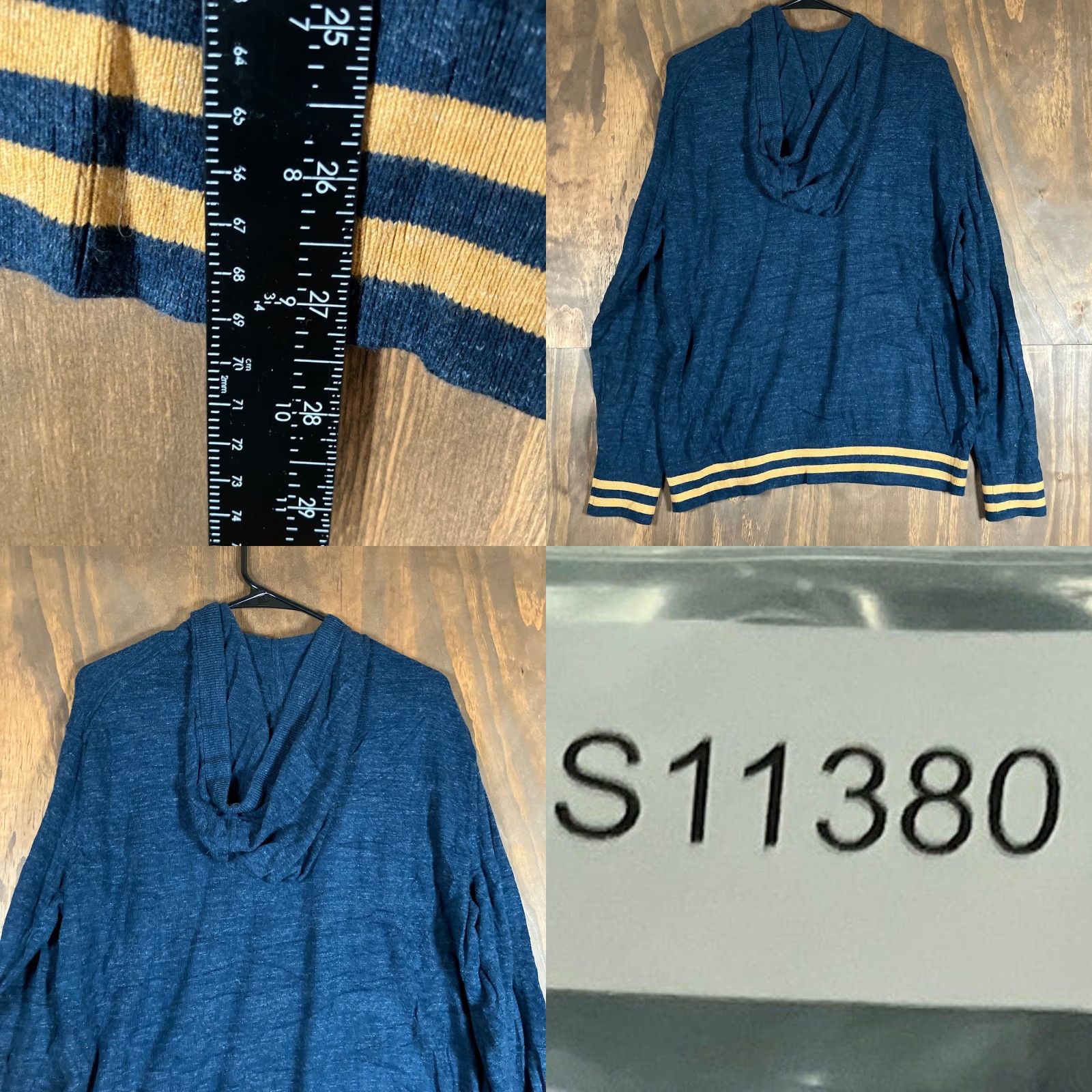 Banana Republic Banana Republic Mens Hoodie Blue Yellow Hem Stripe 100% Organic Cotton Large Size US L / EU 52-54 / 3 - 8 Thumbnail