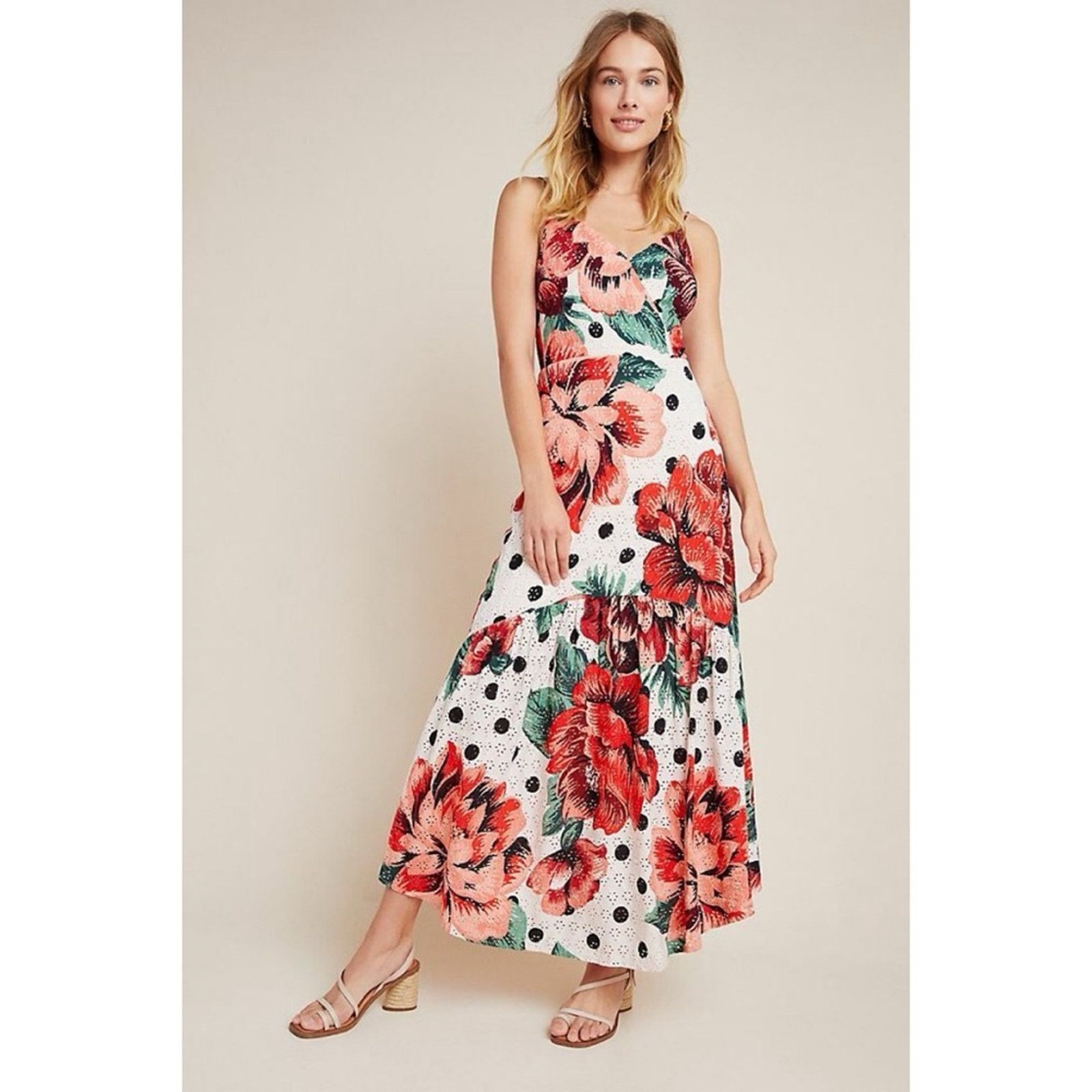 Farm Rio Anthropologie Farm Rio Riviera Eyelet Maxi Dress Size XS / US 0-2 / IT 36-38 - 15 Thumbnail
