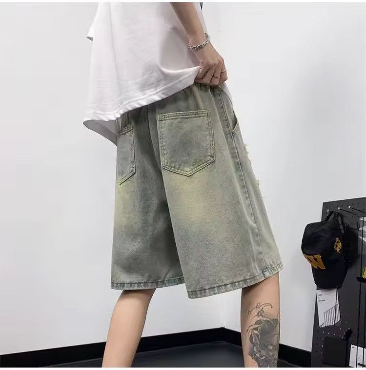 Japanese Brand Washed Designer Distressed Light Blue Shorts y2k Size US 31 - 5 Thumbnail