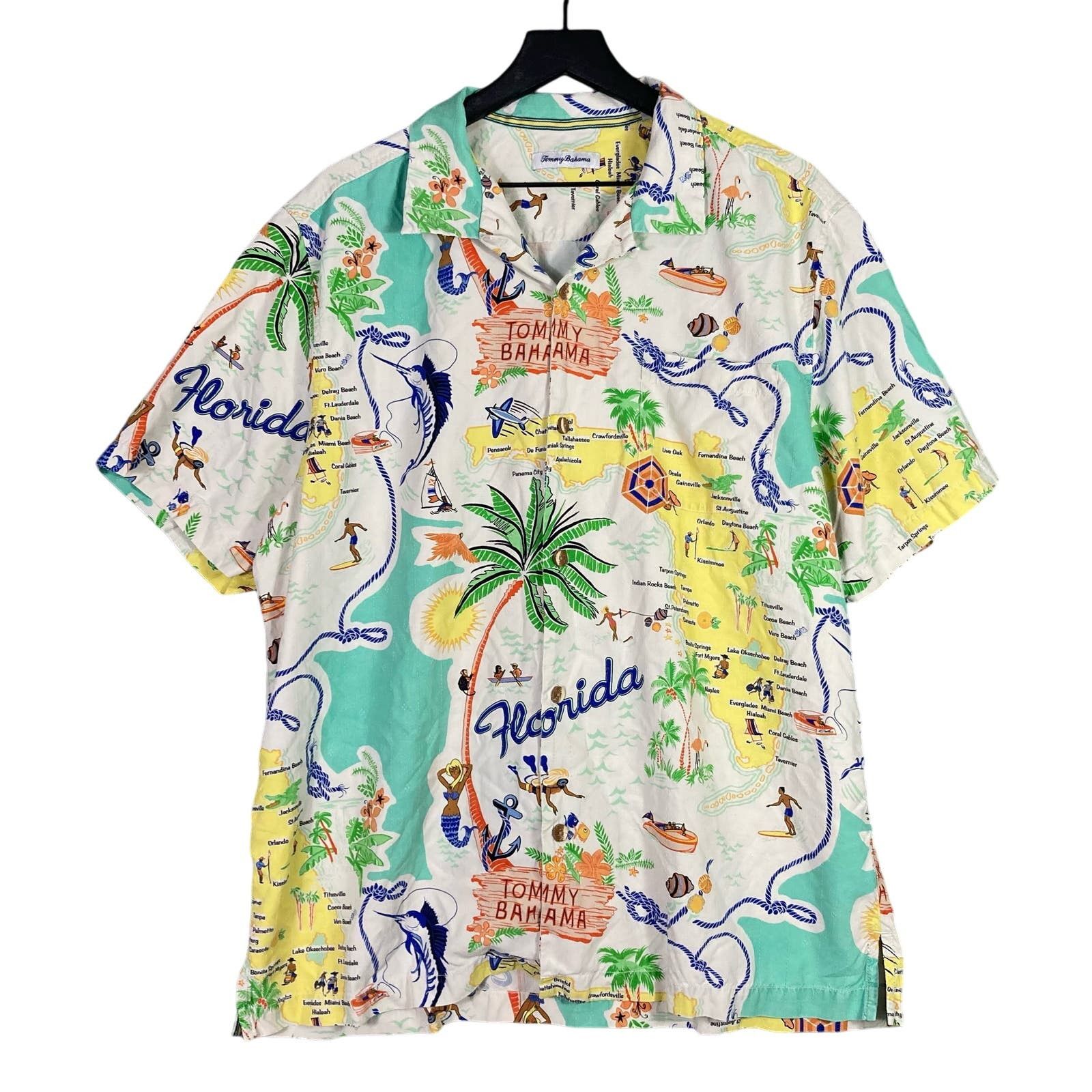  Tommy Bahama Men's Coco Beach 100% Silk Camp Shirt