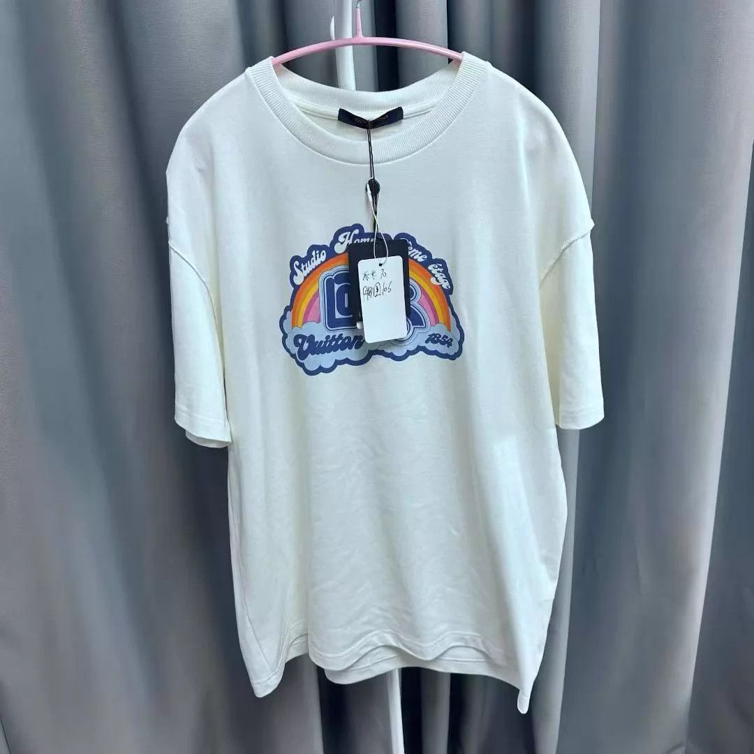 Louis Vuitton LV Rainbow Logo Print White Short Sleeve T-Shirt Size US M / EU 48-50 / 2 - 1 Thumbnail