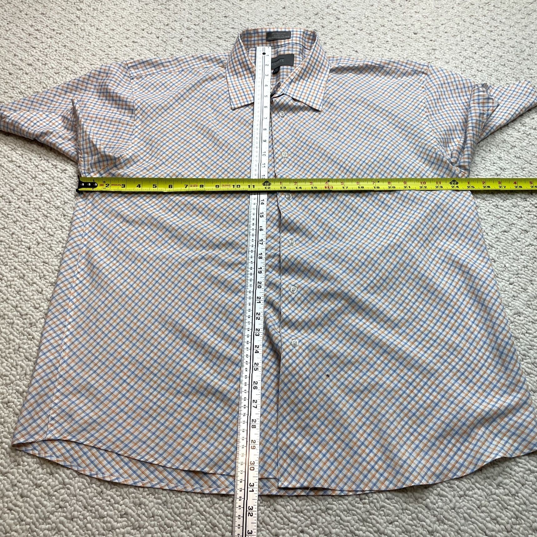 Vintage Estate Button Up Shirt Mens 2XL White Plaid Short Sleeve Collared Button-Up Front Shirt Mens Big & Tall Size US XXL / EU 58 / 5 - 6 Thumbnail