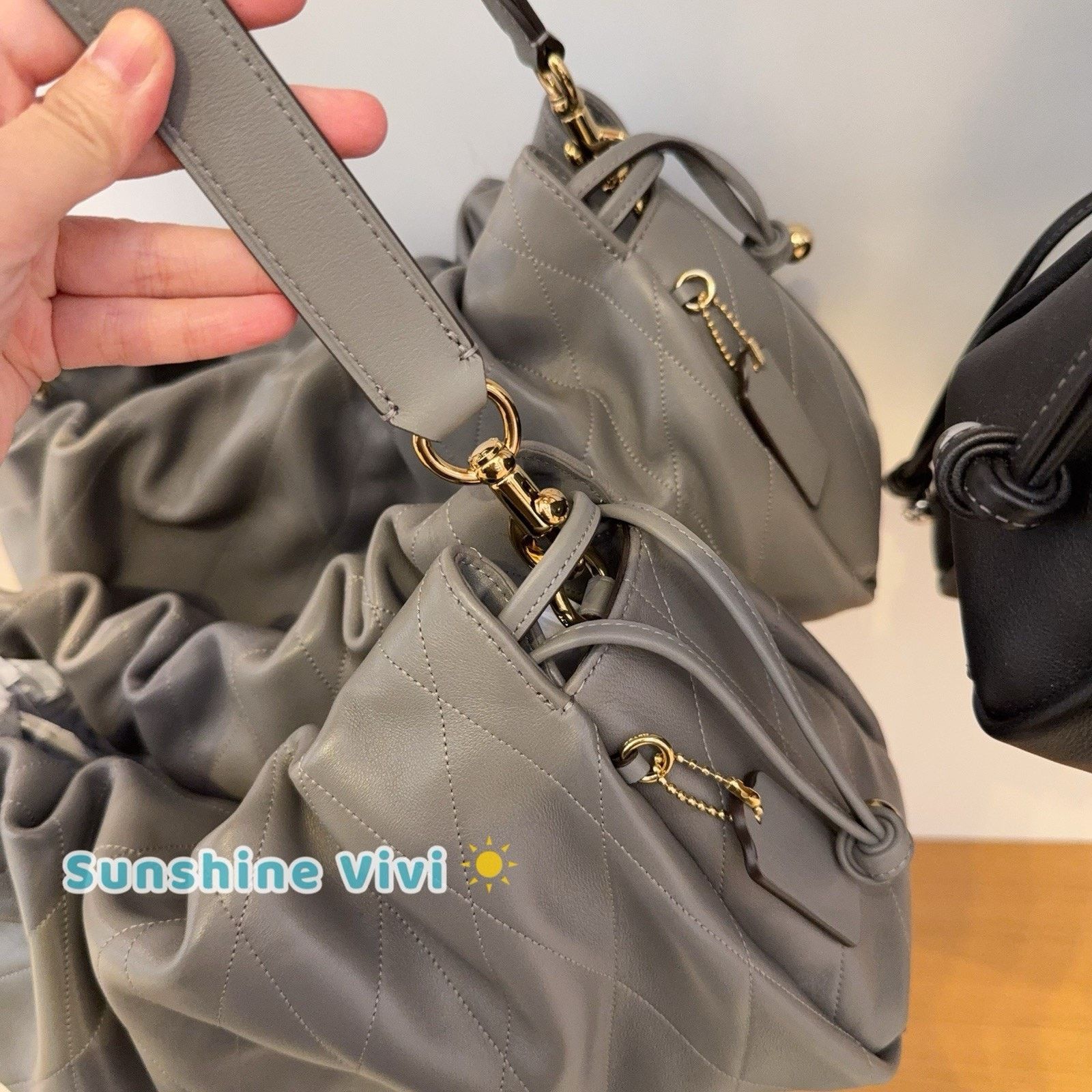 Coach NWT Coach Faye Large Shoulder Bag Quilting Gold/Slate CCZ58 Size ONE SIZE - 7 Thumbnail