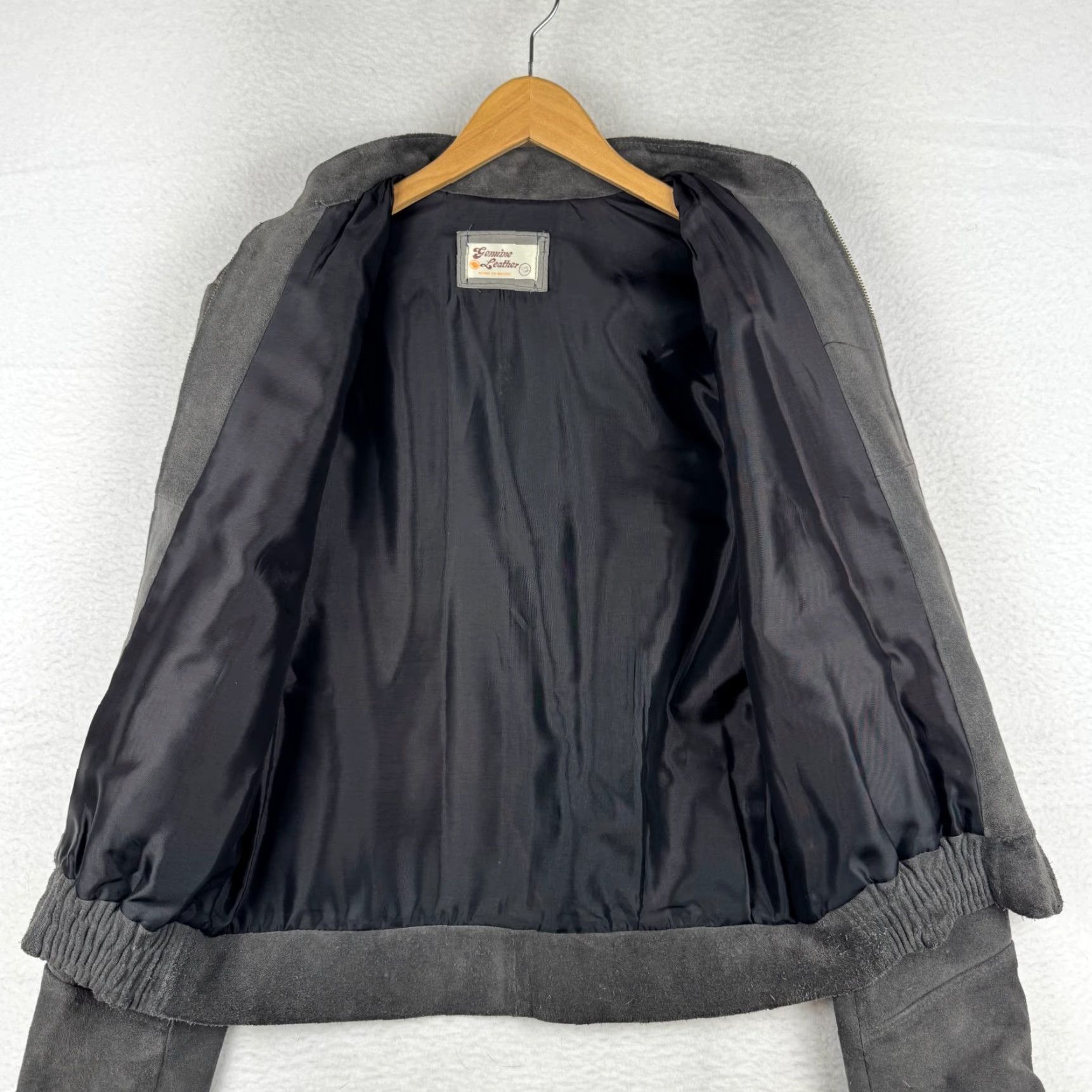 Vintage VINTAGE 80s Genuine Leather Full Zip Bomber Jacket Adult 42 Gray Suede Leather Bomber Jacket Mens Gray 42 Full Zip Leather Winter Spring Fall 1980s Size US XS / EU 42 / 0 - 6 Thumbnail