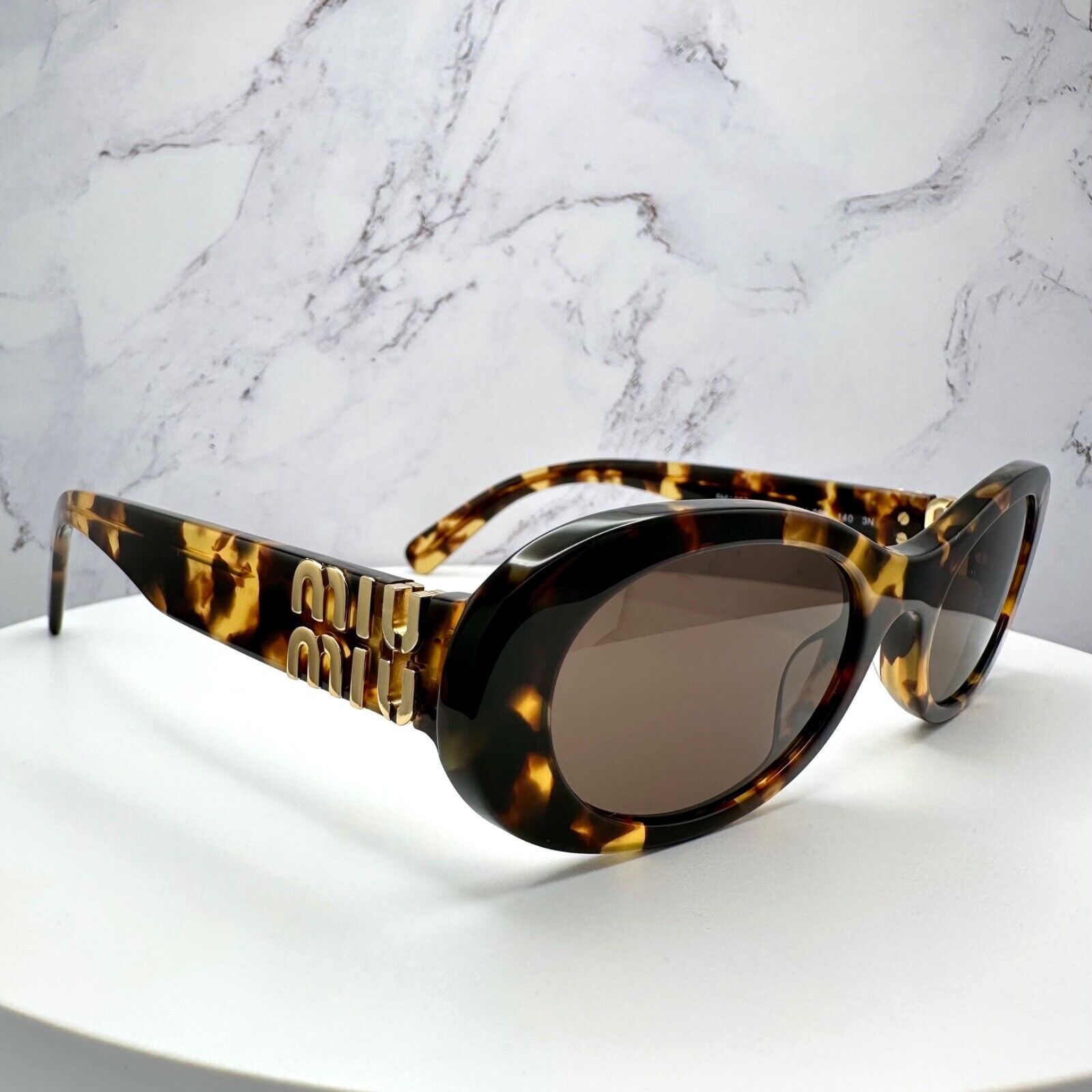 Miu Miu NEW MIU MIU Sunglasses Brown Oval Gold Size ONE SIZE - 3 Thumbnail