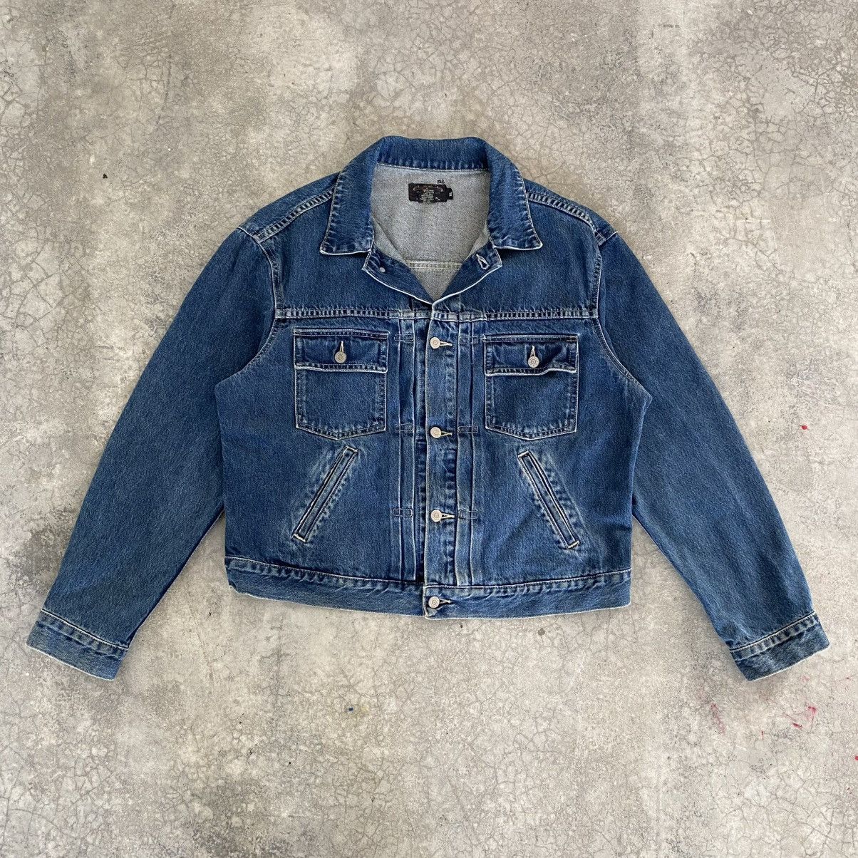 RRL Ralph Lauren VTG 90’s RRL Ralph Lauren Buckle Back Pleated Denim Jacket Size US XL / EU 56 / 4 - 2 Thumbnail