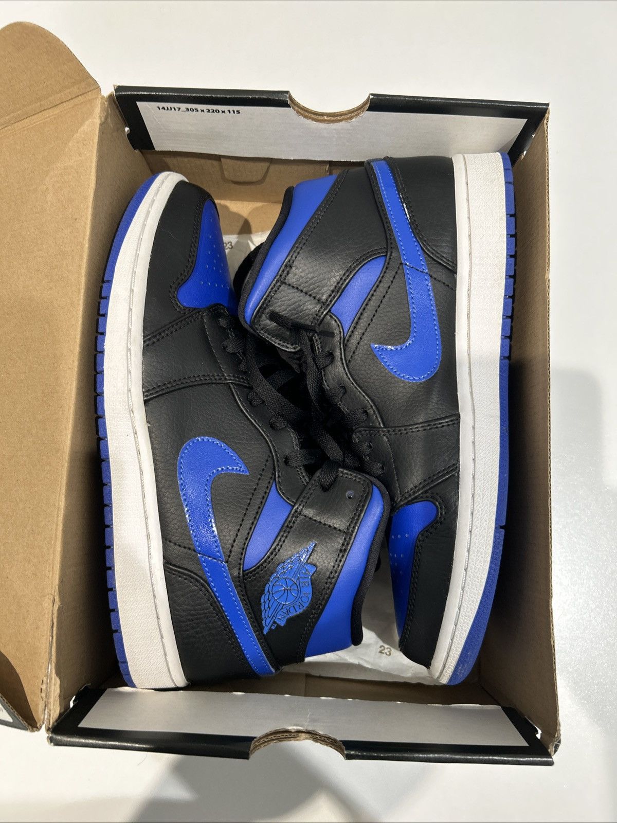 Jordan Brand Air Jordan 1 Mid Black Hyper Royal White Size US 9 / EU 42 - 12 Thumbnail