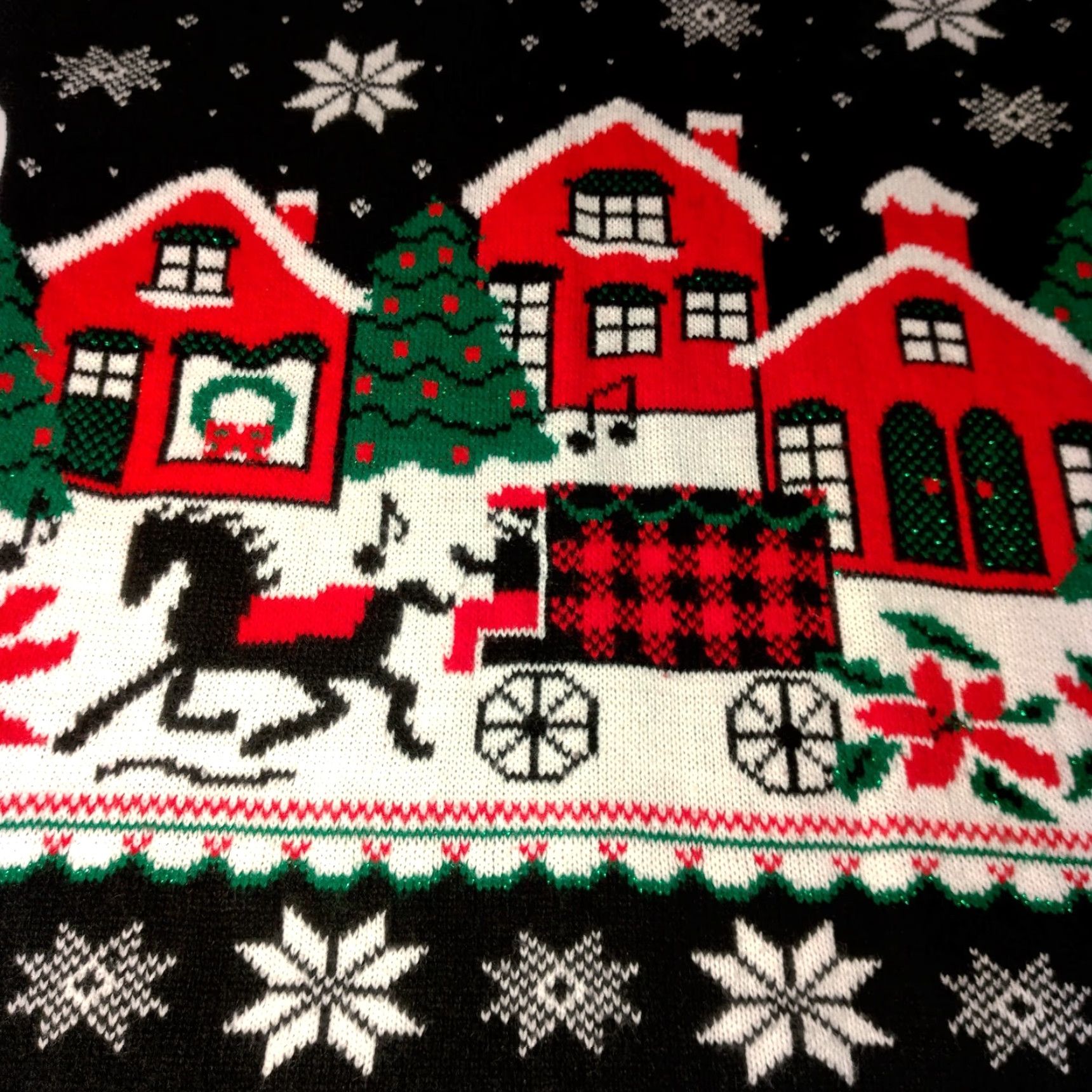 Vintage VINTAGE J.J. Poole Ugly Christmas Sweater Women's Pullover M Black Glitter Snow Village Grannycore Holiday Womens Size M / US 6-8 / IT 42-44 - 7 Thumbnail