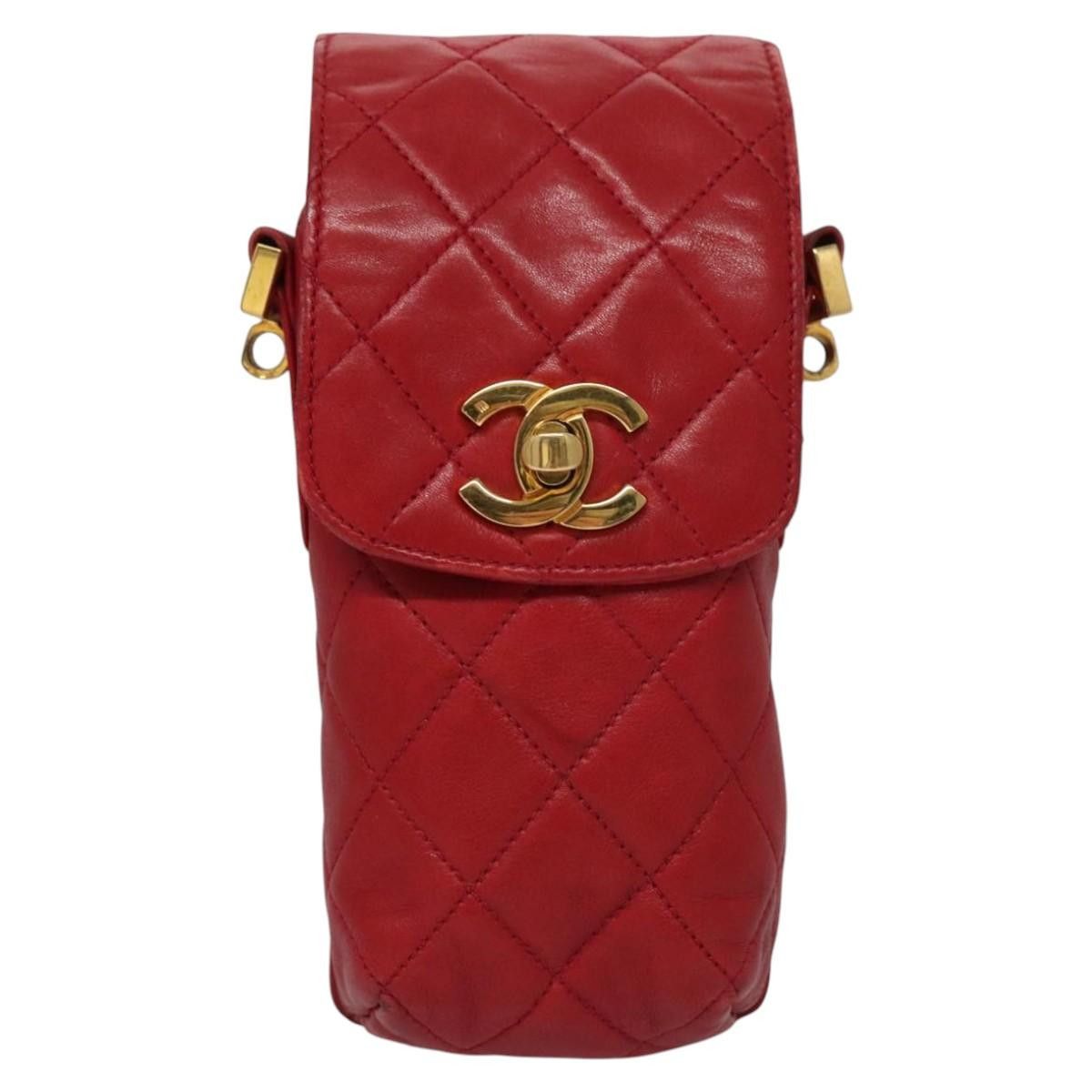 Chanel Phone Case Red Leather Clutch Bag (Pre-Owned), Women's