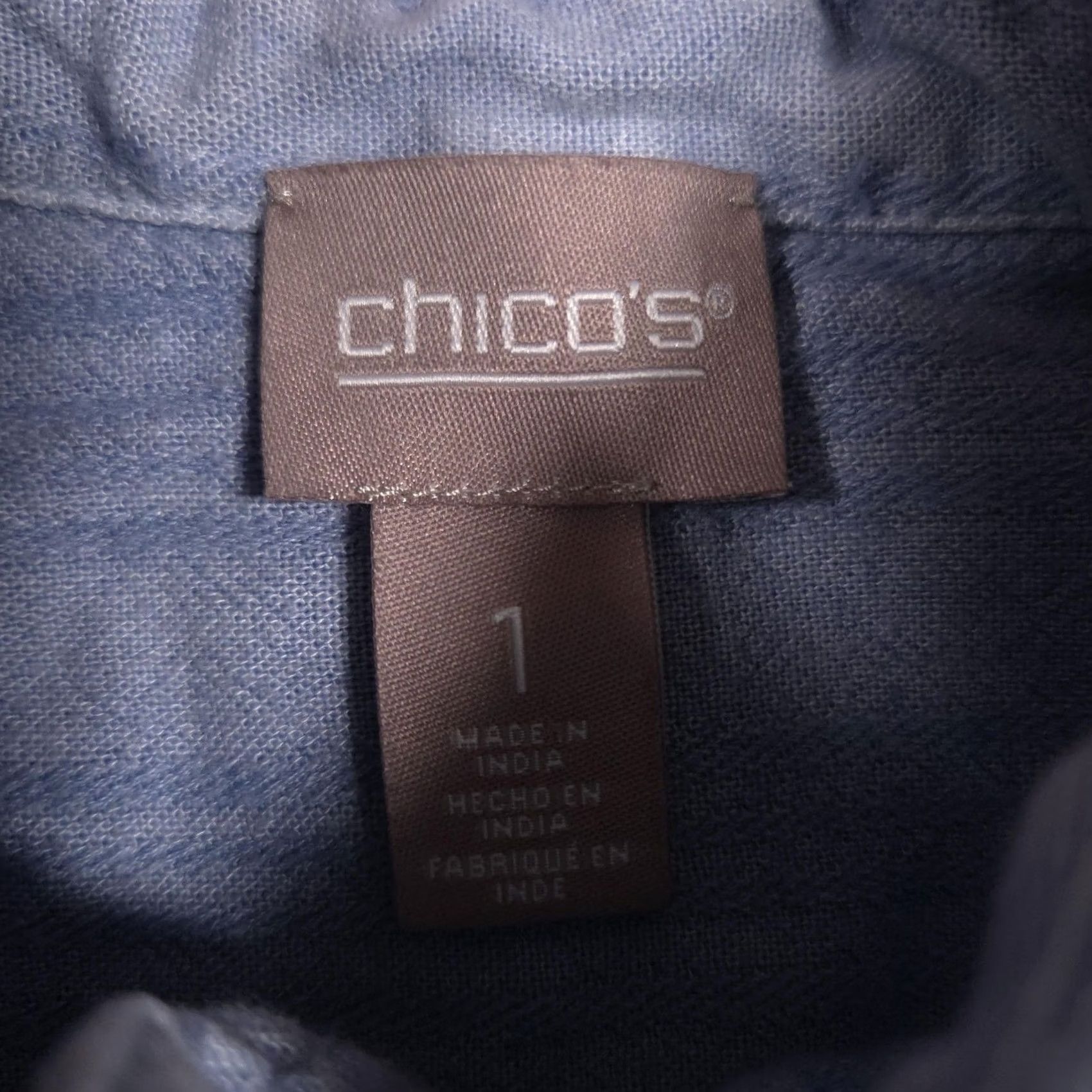 Vintage Chico's Blouse Womens 1 Blue Stripe Collared Dolman Short Sleeve Linen Top Shirt Casual Summer Womens Size XS / US 0-2 / IT 36-38 - 6 Thumbnail