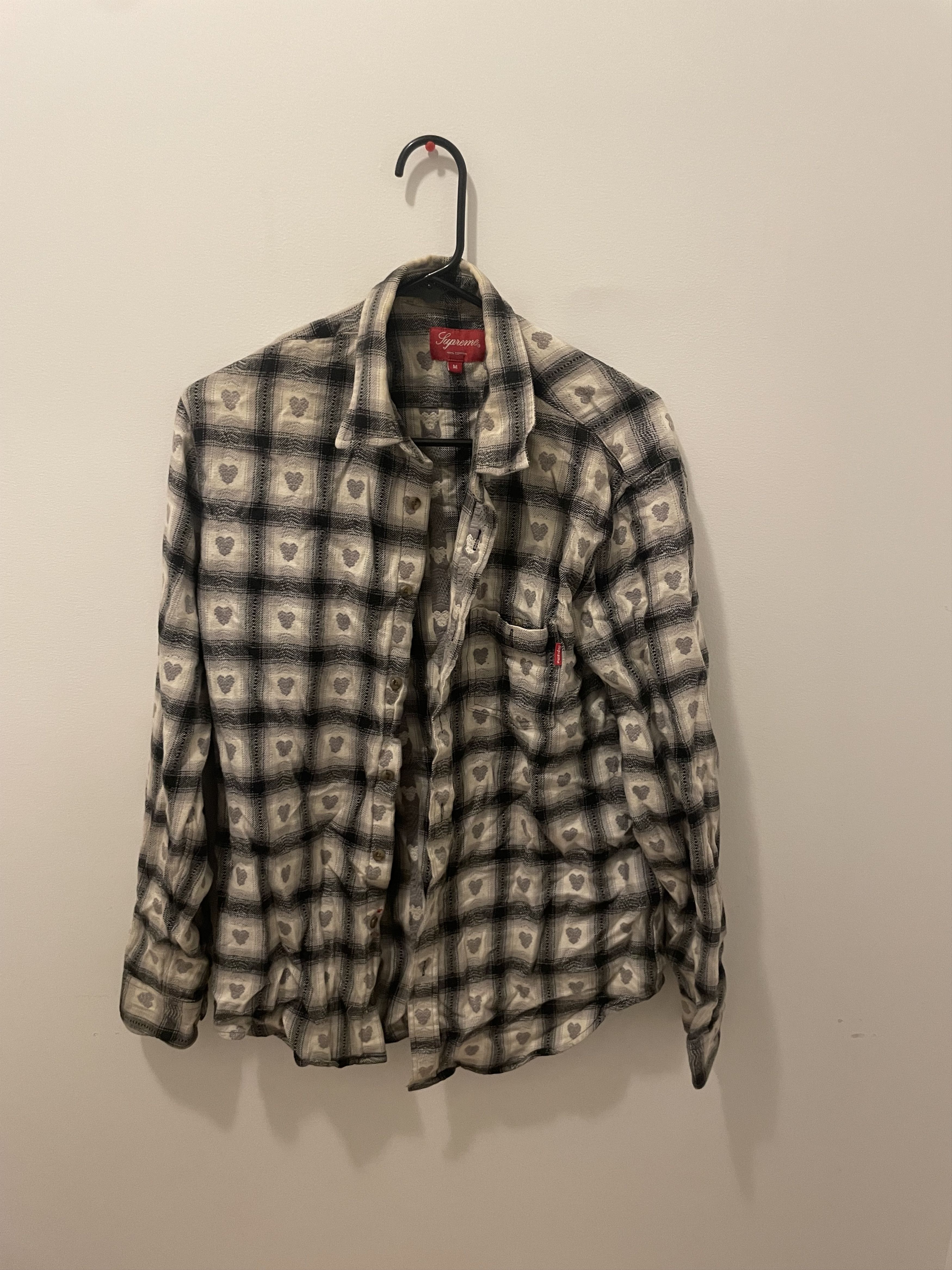 image of Supreme Hearts Flannel in Grey, Men's (Size Medium)
