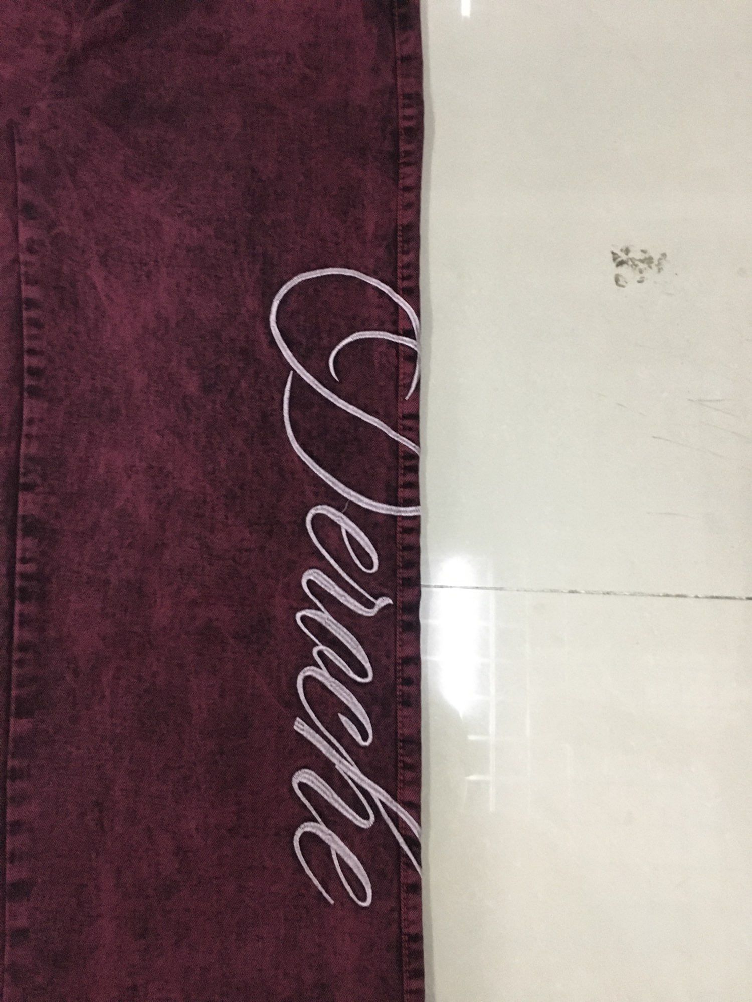 Japanese Brand Y2k baggy jeans washed Red vintage letter print rivet waist Size US 36 / EU 52 - 5 Thumbnail