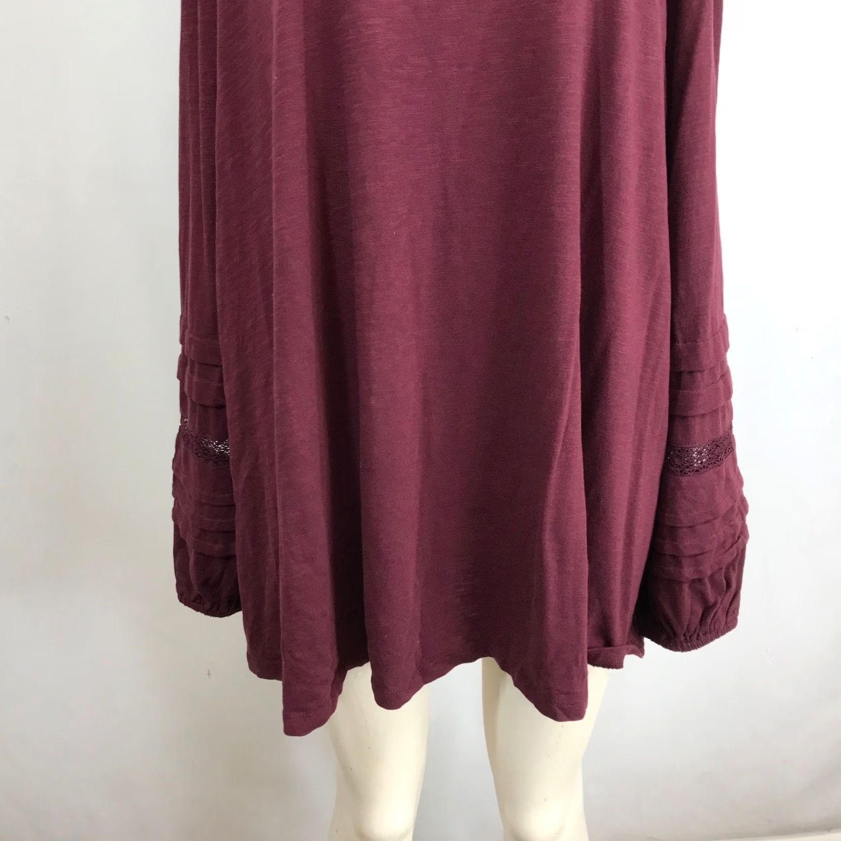 Vintage Lane Bryant Plus Size 26 28 Burgundy Long Sleeve Lace Detail Tunic Top Size 4XL / US 24-26 - 3 Thumbnail