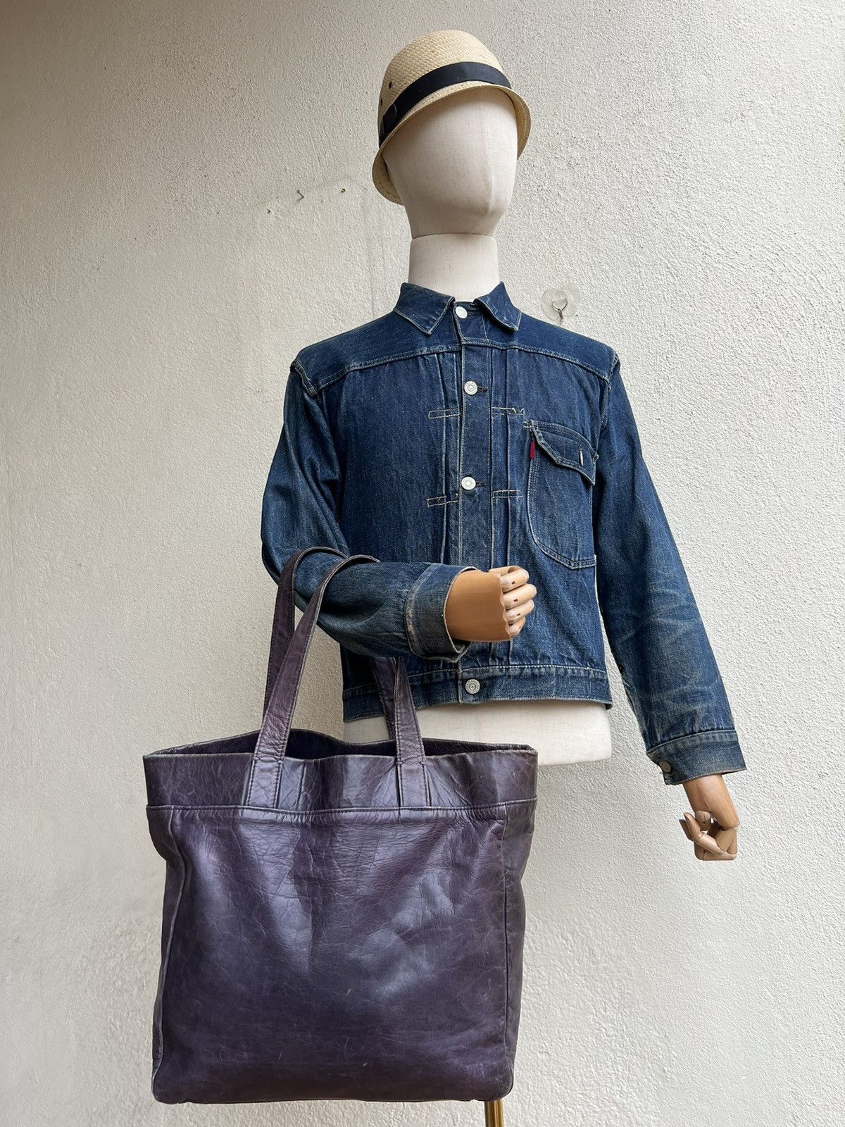 Attachment Attachment X United Arrows Distress Patina Leather Tote Bag Size ONE SIZE - 20 Thumbnail