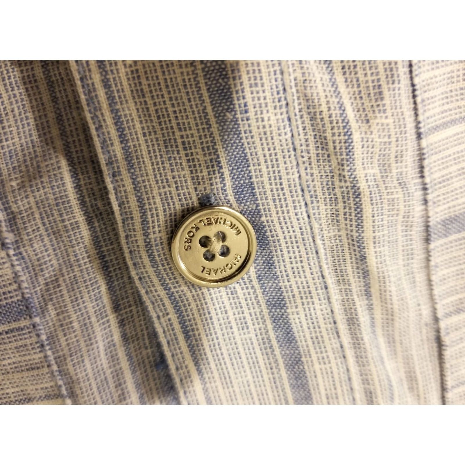 Michael Kors Michael Kors Womens M Medium Blue Linen Sleeveless Button Dress Shirt Blouse Size M / US 6-8 / IT 42-44 - 2 Thumbnail