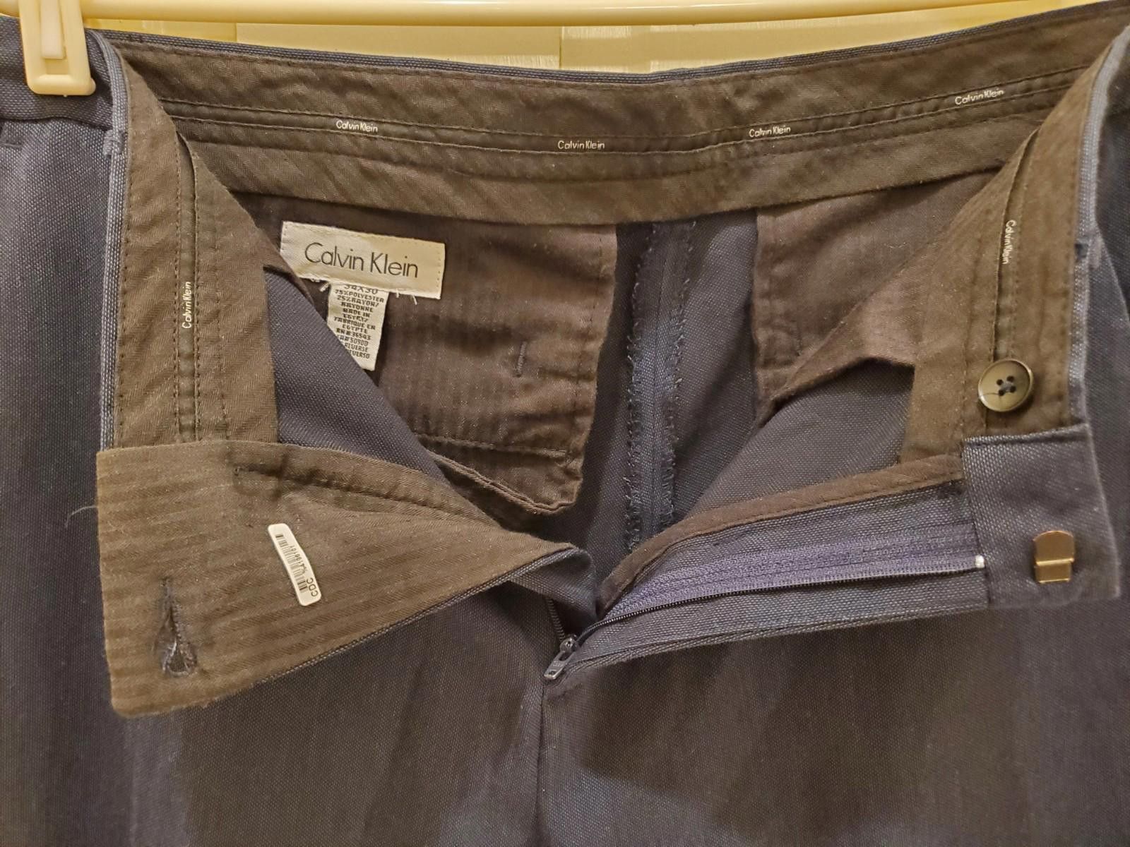 Calvin Klein Calvin Klein Men's Size 34x30 Gray Chino Straight Mid Rise Size US 34 / EU 50 - 3 Thumbnail