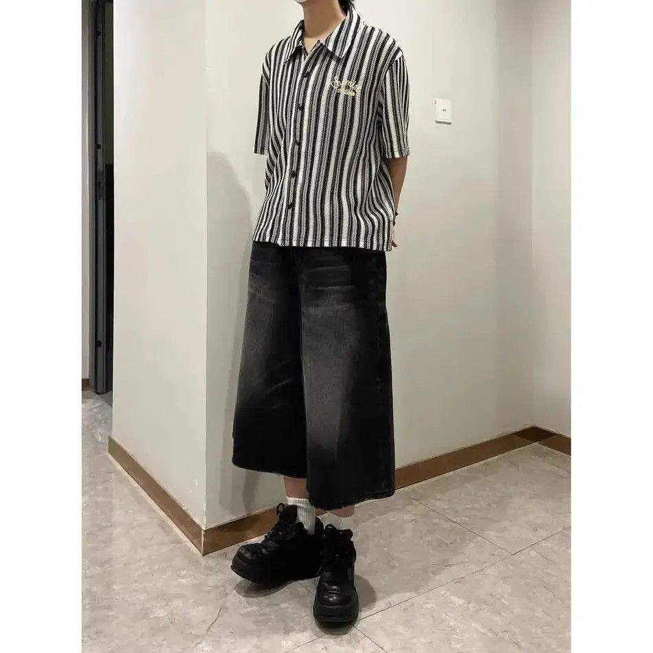 Japanese Brand Retro straight leg wide leg denim shorts Size US 32 / EU 48 - 2 Thumbnail