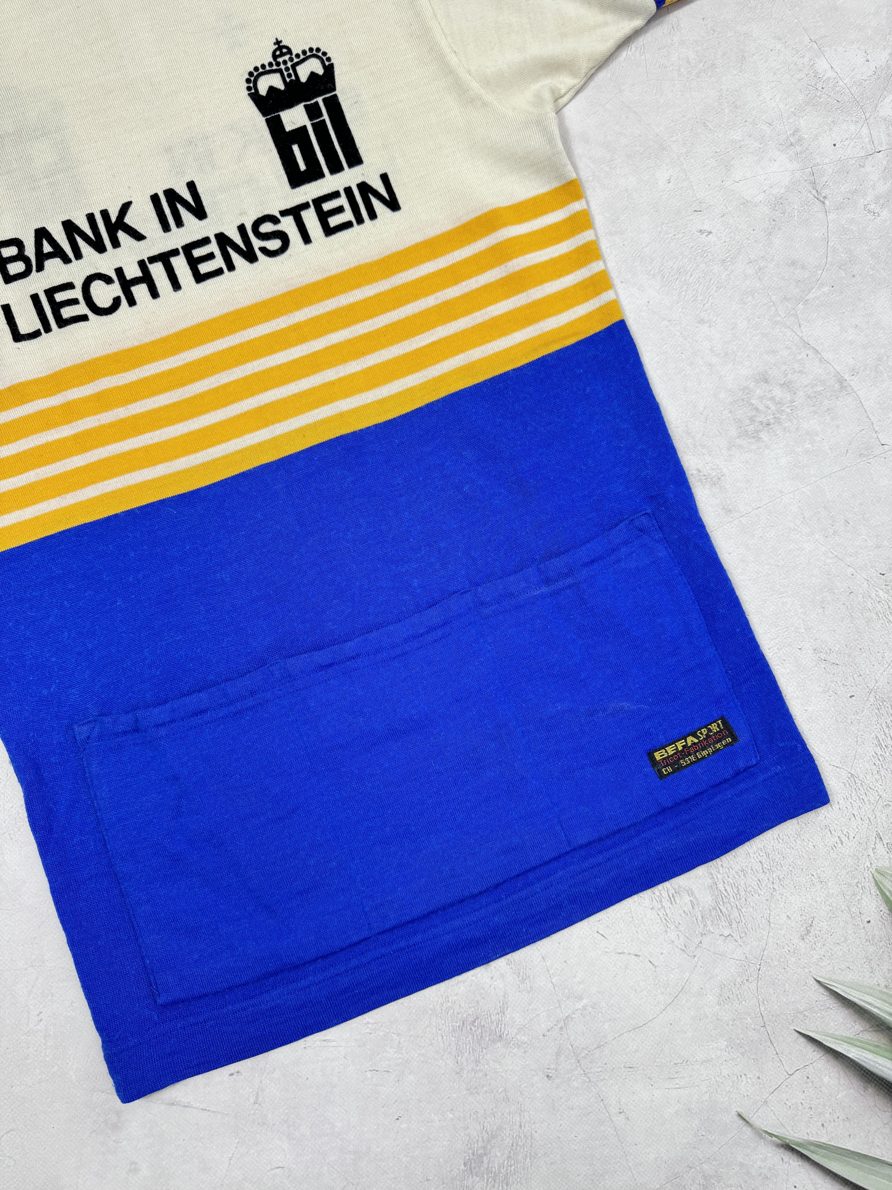 Vintage 70s Bank in Liechtenstein Cycling Jersey by Befa Sport Size US M / EU 48-50 / 2 - 15 Thumbnail