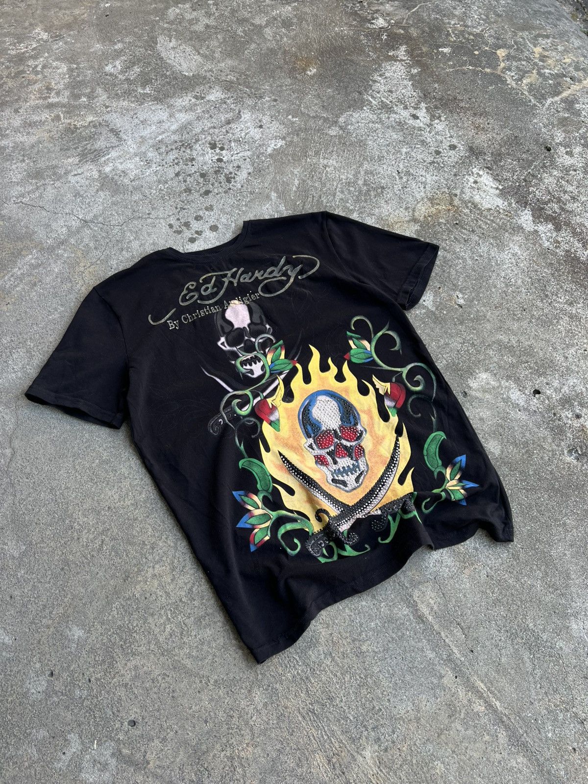 Ed Hardy Ed Hardy Christian Audigier Big Logo T-shirt Full Print Y2k Size US L / EU 52-54 / 3 - 2 Thumbnail