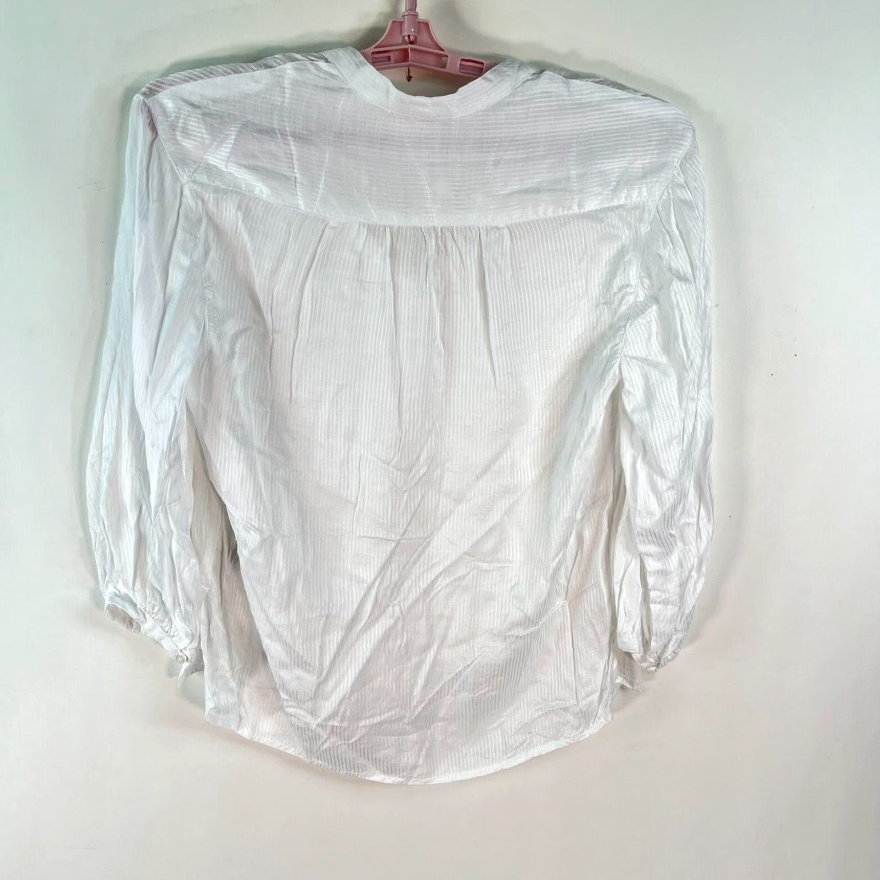 Vintage VINTAGE Striped Blouse Size S White Viscose Blend V-Neck Balloon Sleeve Womens Size S / US 4 / IT 40 - 4 Thumbnail