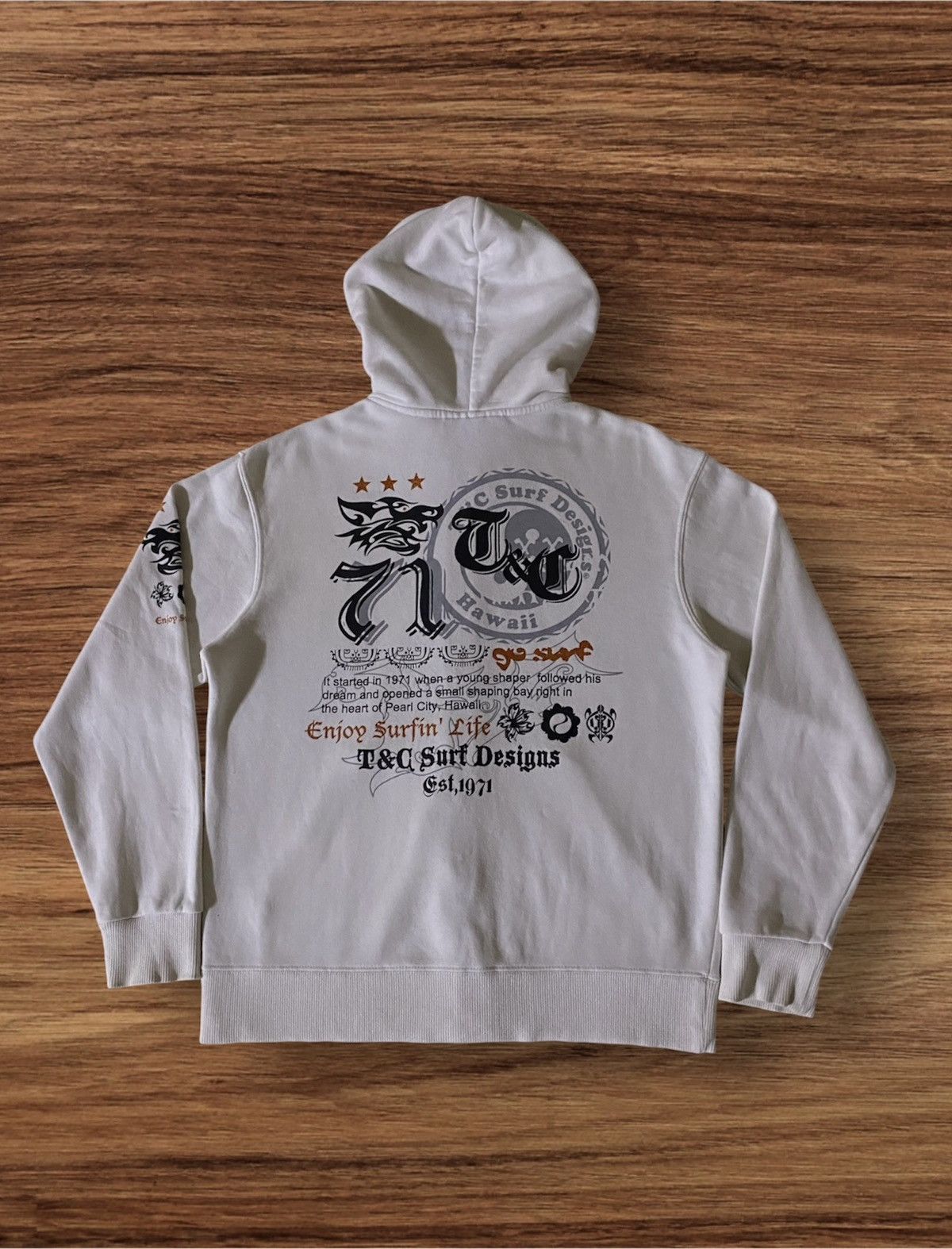 Affliction × Japanese Brand Vintage Japanese Brand T&C Surf Design Poem Style Hoodie Size US M / EU 48-50 / 2 - 2 Thumbnail