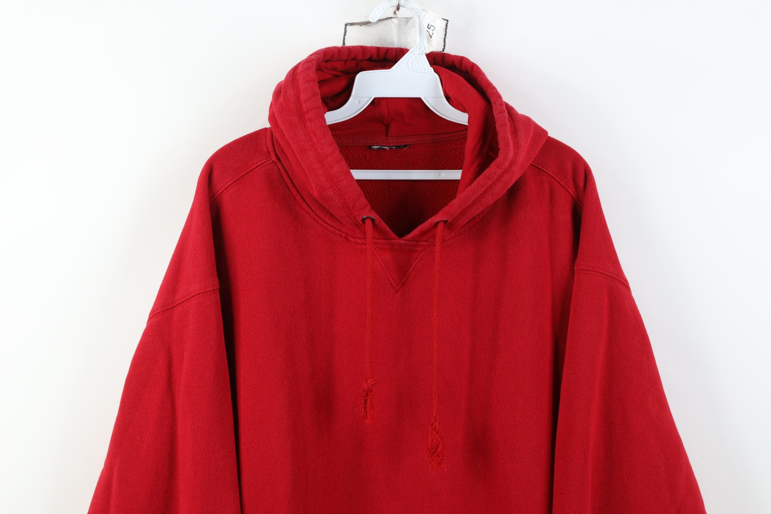 Vintage Vintage 90s Streetwear Heavyweight Hoodie Sweatshirt Red Size US XXL / EU 58 / 5 - 2 Thumbnail