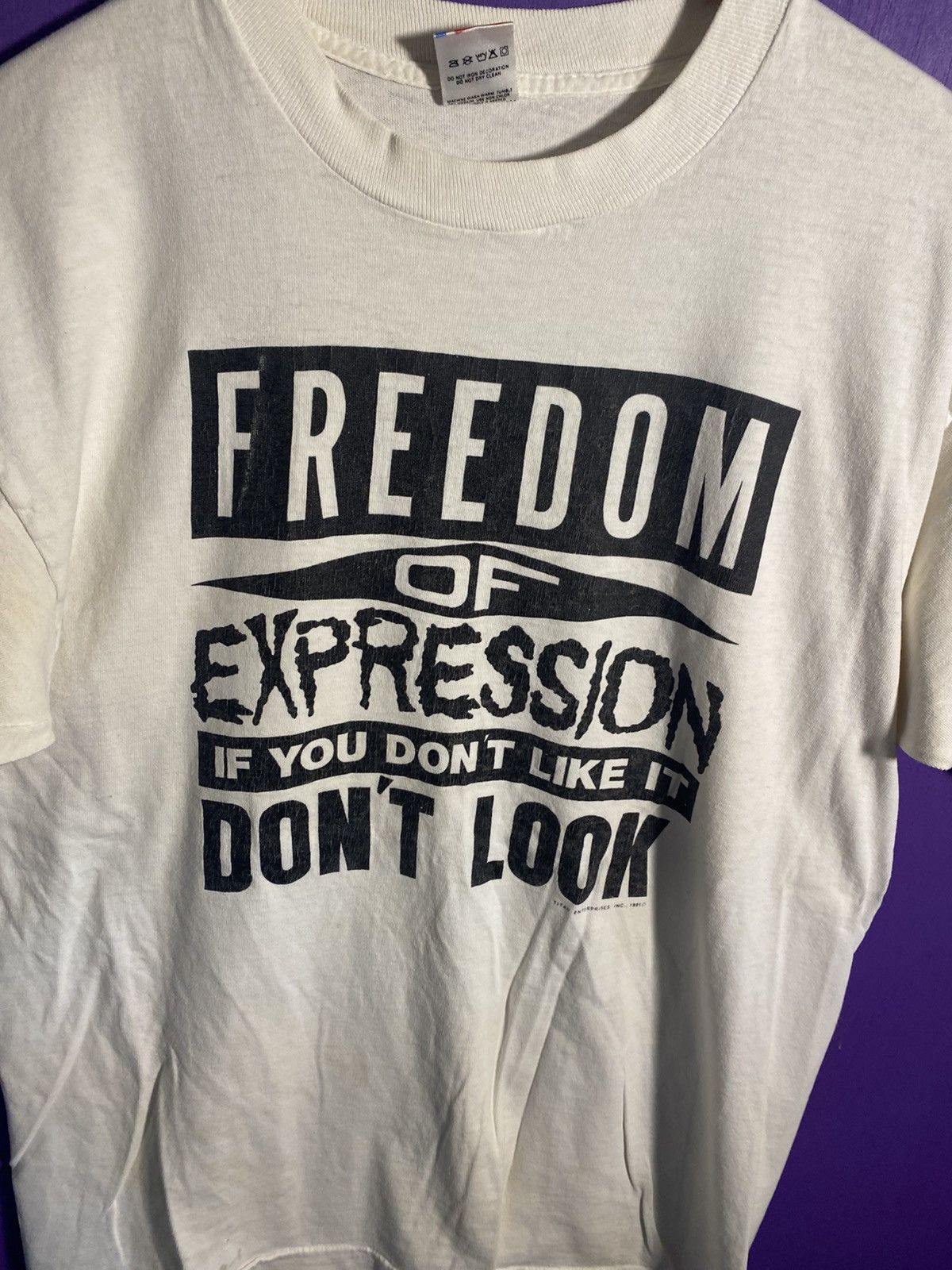 Vintage Vintage 1991 Freedom of expression text tee Size US L / EU 52-54 / 3 - 3 Thumbnail