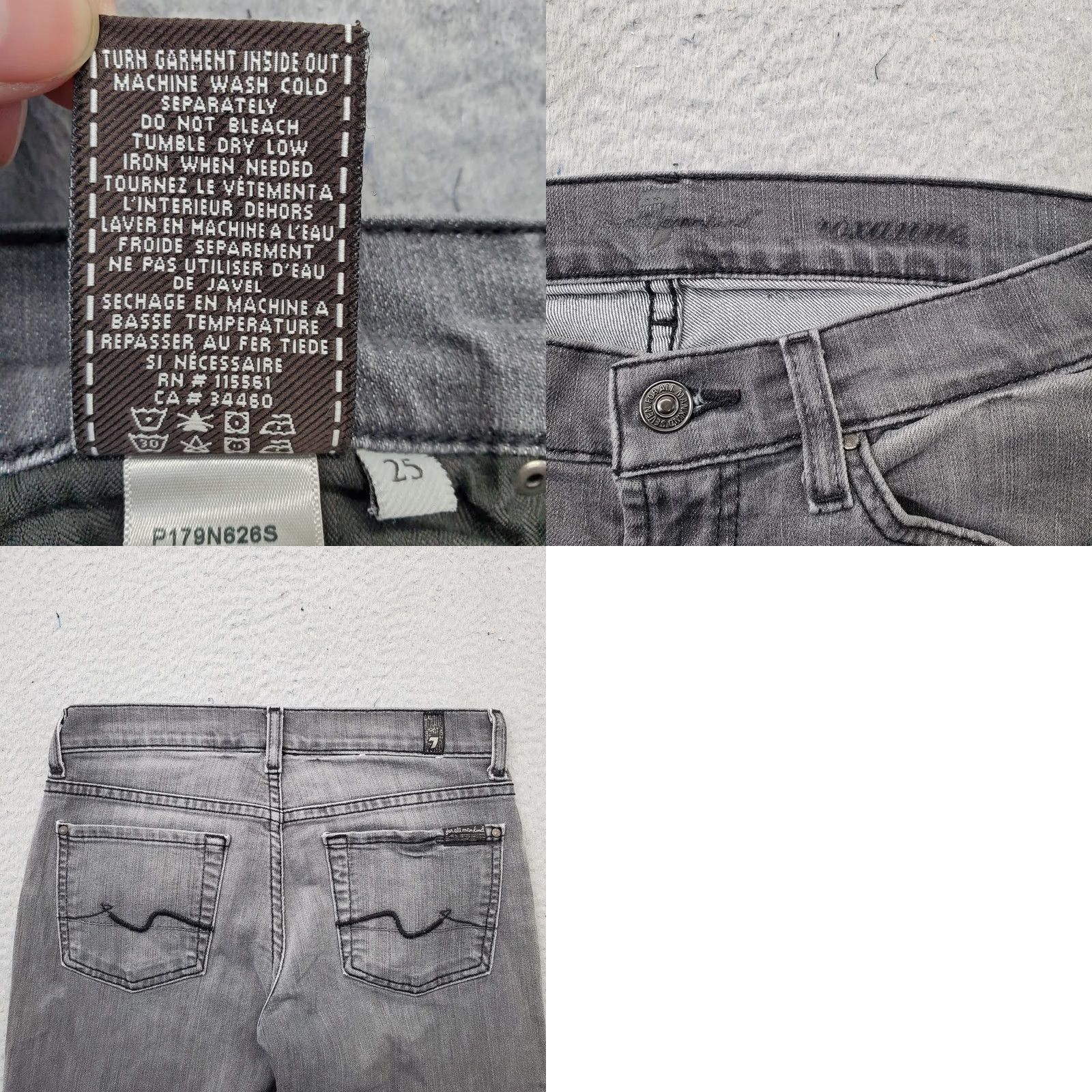 7 For All Mankind 7 For All Mankind Roxanne Jeans Women 25 Gray Denim 5-Pocket Skinny Leg Vintage: No Size 42" / US 20 - 8 Thumbnail