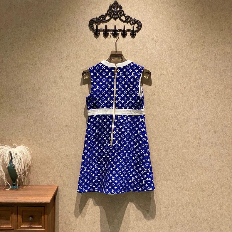 Louis Vuitton Louis Vuitton Blue presbyopic full-print flocked dress Size XS / US 0-2 / IT 36-38 - 2 Thumbnail