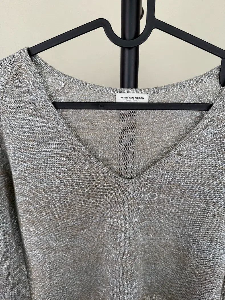 Other Dries Van Noten Silver-threaded metal knitted sweater long Size S / US 4 / IT 40 - 6 Thumbnail
