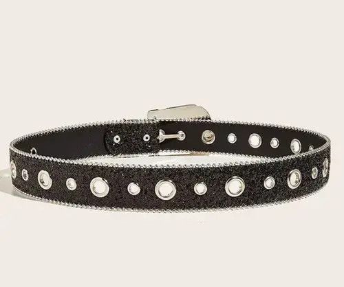 Other Asakawa x Kamon Rhinestone PU Leather Belt Size ONE SIZE - 2 Thumbnail