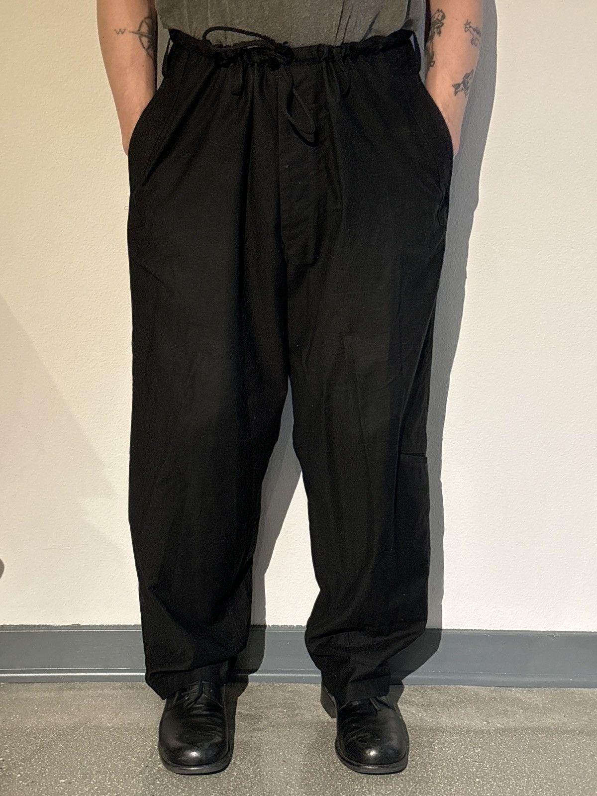 image of Yohji Yamamoto - Black Casual Drawstring Pants, Men's (Size 30)