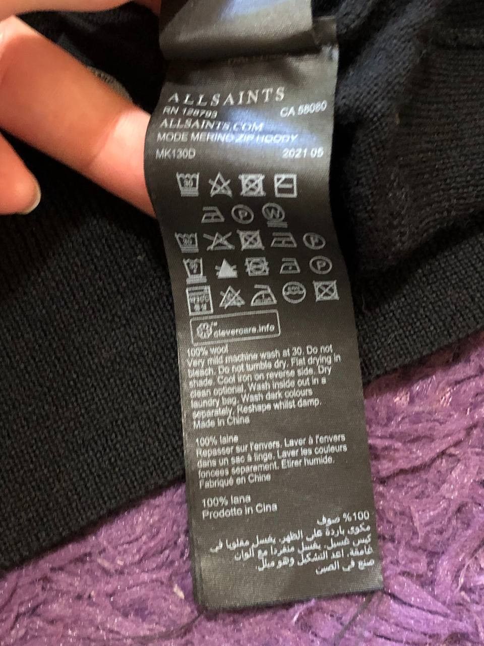 Allsaints Sweatshirt black Allsaints hoodie zip vintage streetwear Size US L / EU 52-54 / 3 - 5 Thumbnail