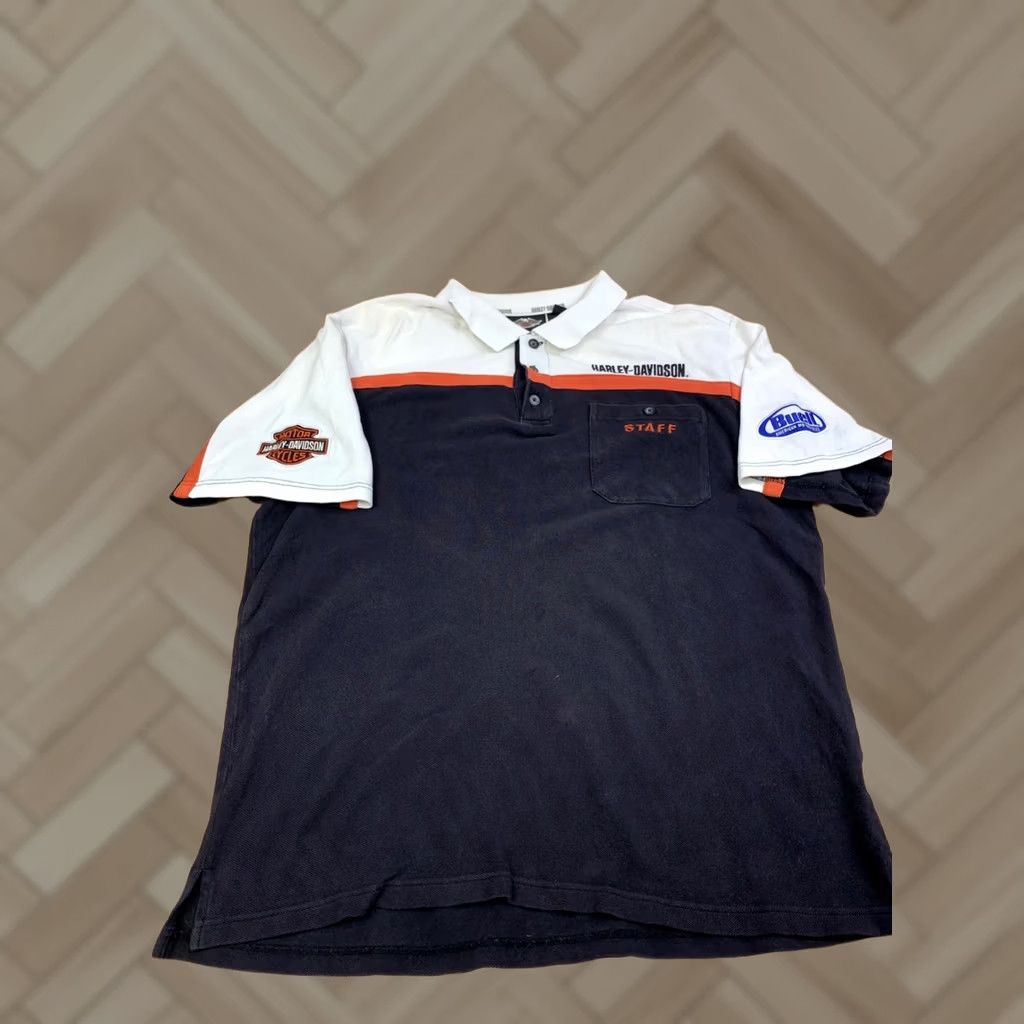 Harley Davidson Harley-Davidson Polo Shirt XL Men Biker Motorcycle Embroidered Flames Logo 13179 Size US XL / EU 56 / 4 - 1 Thumbnail