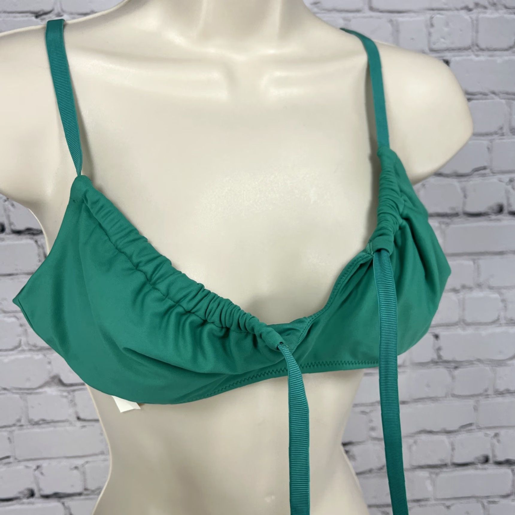 Vintage Aerie Teal Green Front Adjustable Bandeau Unpadded Bikini Top M Womens Swimsuit Solid Beach 90s (if applicable) Size M / US 6-8 / IT 42-44 - 7 Thumbnail