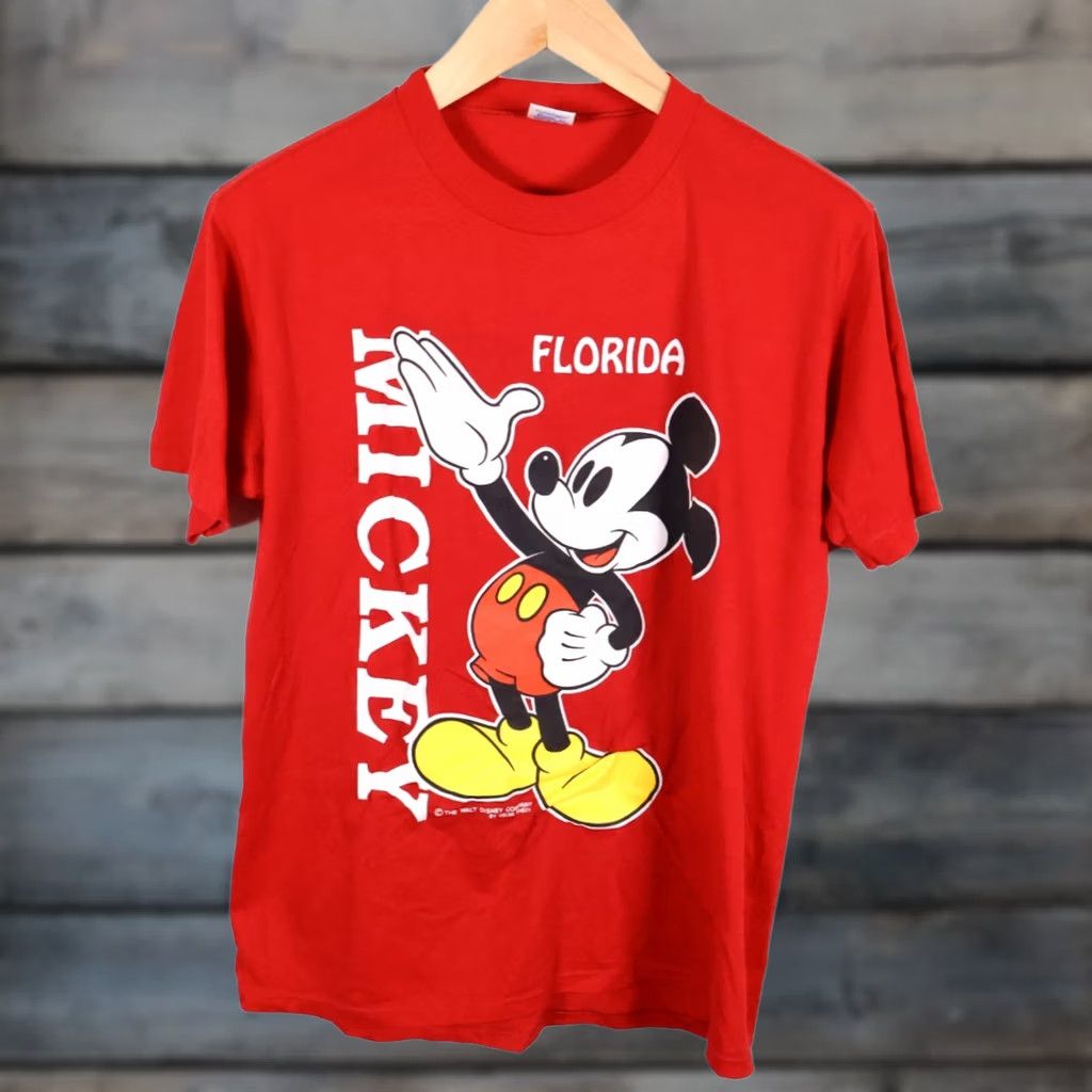 Jerzees VINTAGE 90s Mickey Mouse Florida T-Shirt Jerzees 50/50 Red Size US M / EU 48-50 / 2 - 1 Thumbnail