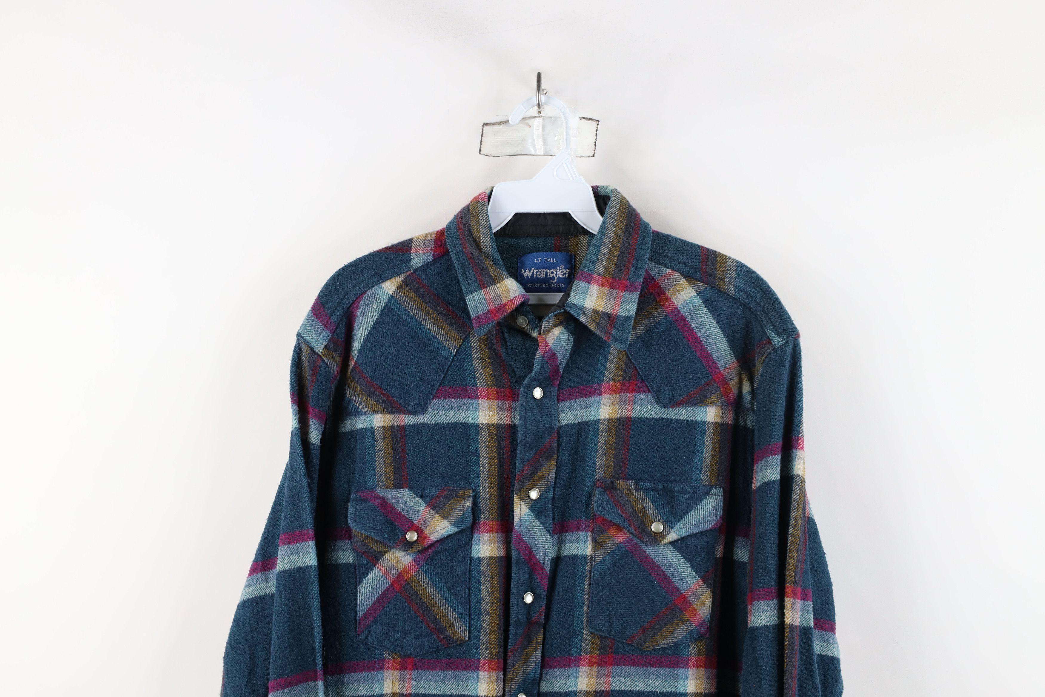 Vintage × Wrangler Vintage 90s Wrangler Heavyweight Flannel Snap Button Shirt Size US L / EU 52-54 / 3 - 2 Thumbnail