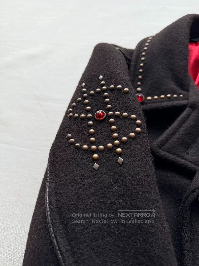 Schott Schott Jeweled buckle rivet leather trim cut woolen coat j Size US XS / EU 42 / 0 - 7 Thumbnail