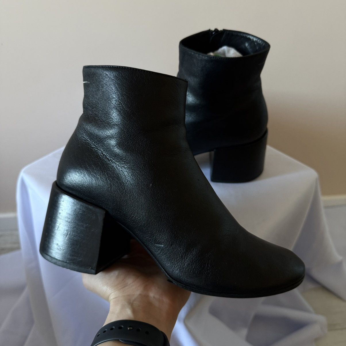 Maison Margiela Maison Margiela MM6 Leather Ankle Black Heels Boots Size US 10 / IT 40 - 4 Thumbnail