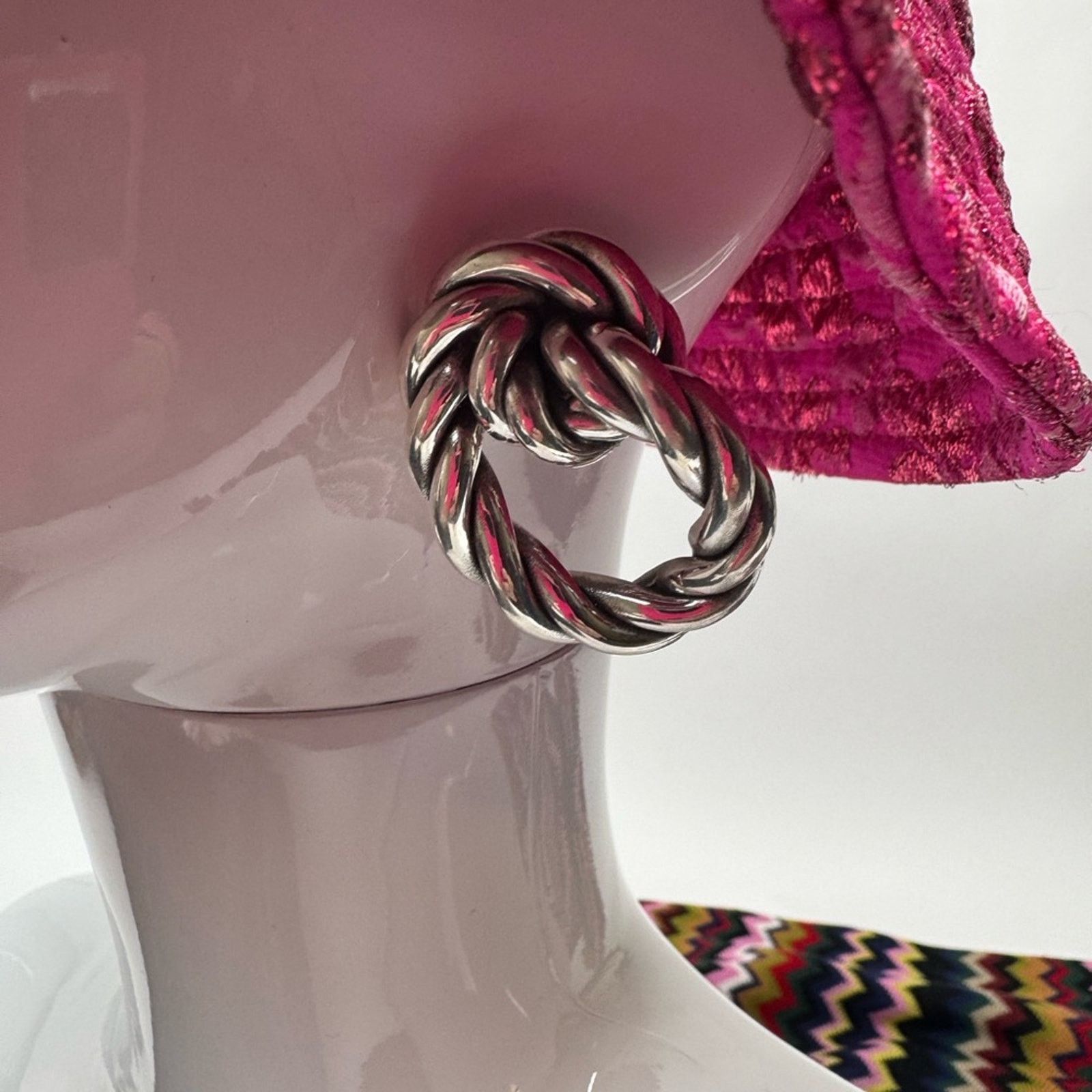 Other E&L Silver electroform Twisted Hoop Earrings Size ONE SIZE - 2 Thumbnail