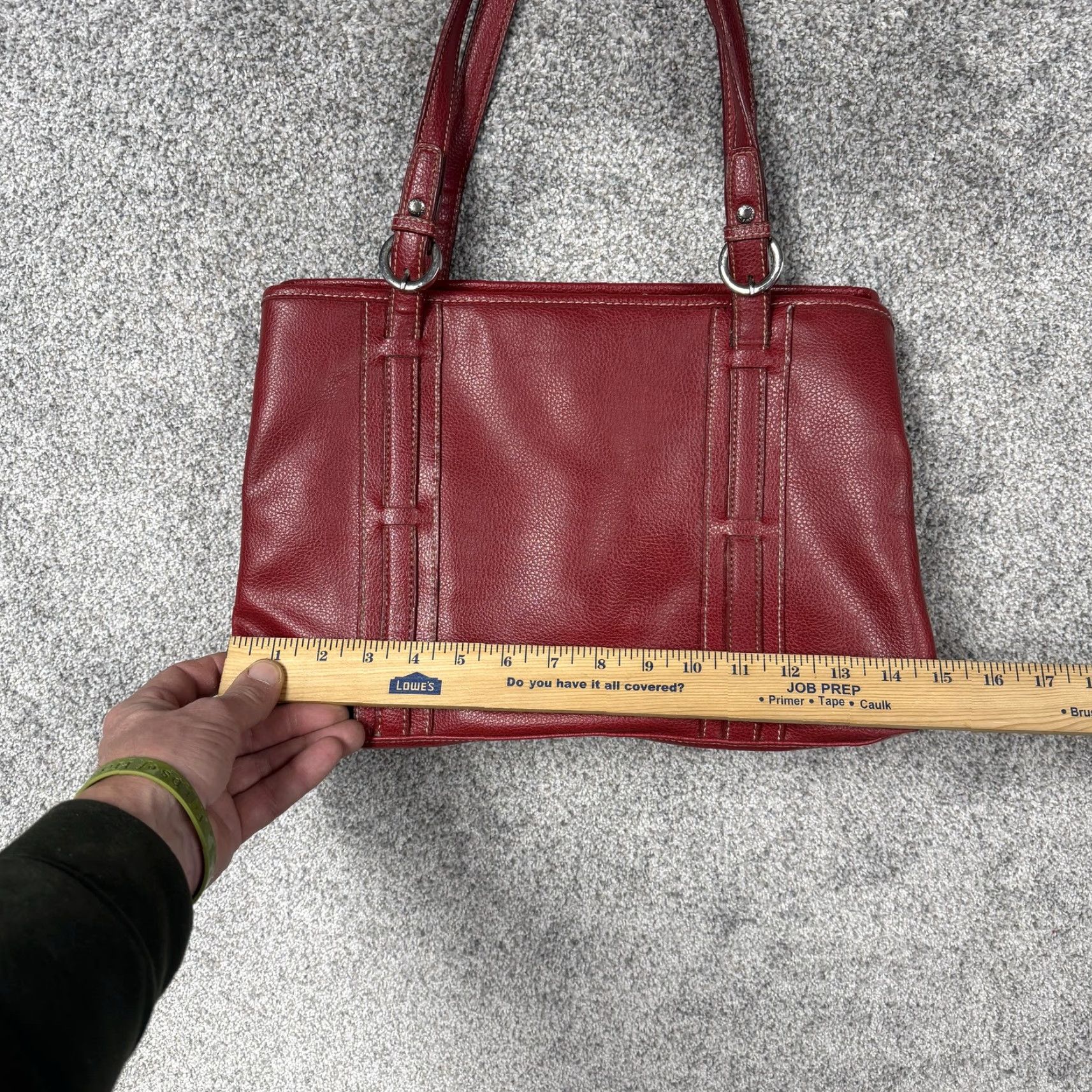 Tommy Hilfiger VINTAGE Tommy Hilfiger Tote Bag Red Medium Faux Leather Shoulder Purse Handbag Women Size ONE SIZE - 4 Thumbnail