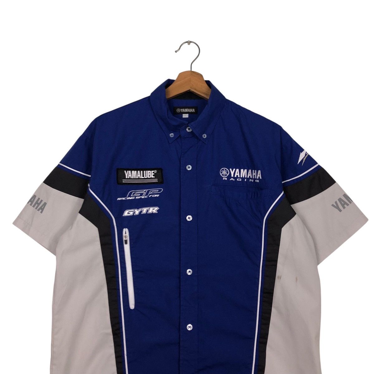 Japanese Brand 📌Vintage Shirt Button Worker Jacket Yamaha Big Logo Size US L / EU 52-54 / 3 - 4 Thumbnail