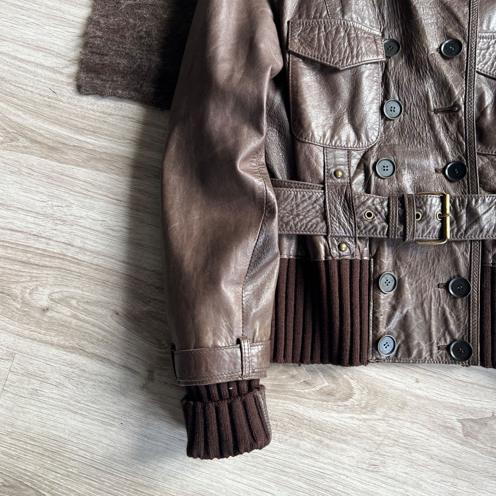 Genuine Leather Vintage Lamb Leather Belted Double Breasted Jacket 0010BC Size M / US 6-8 / IT 42-44 - 8 Thumbnail