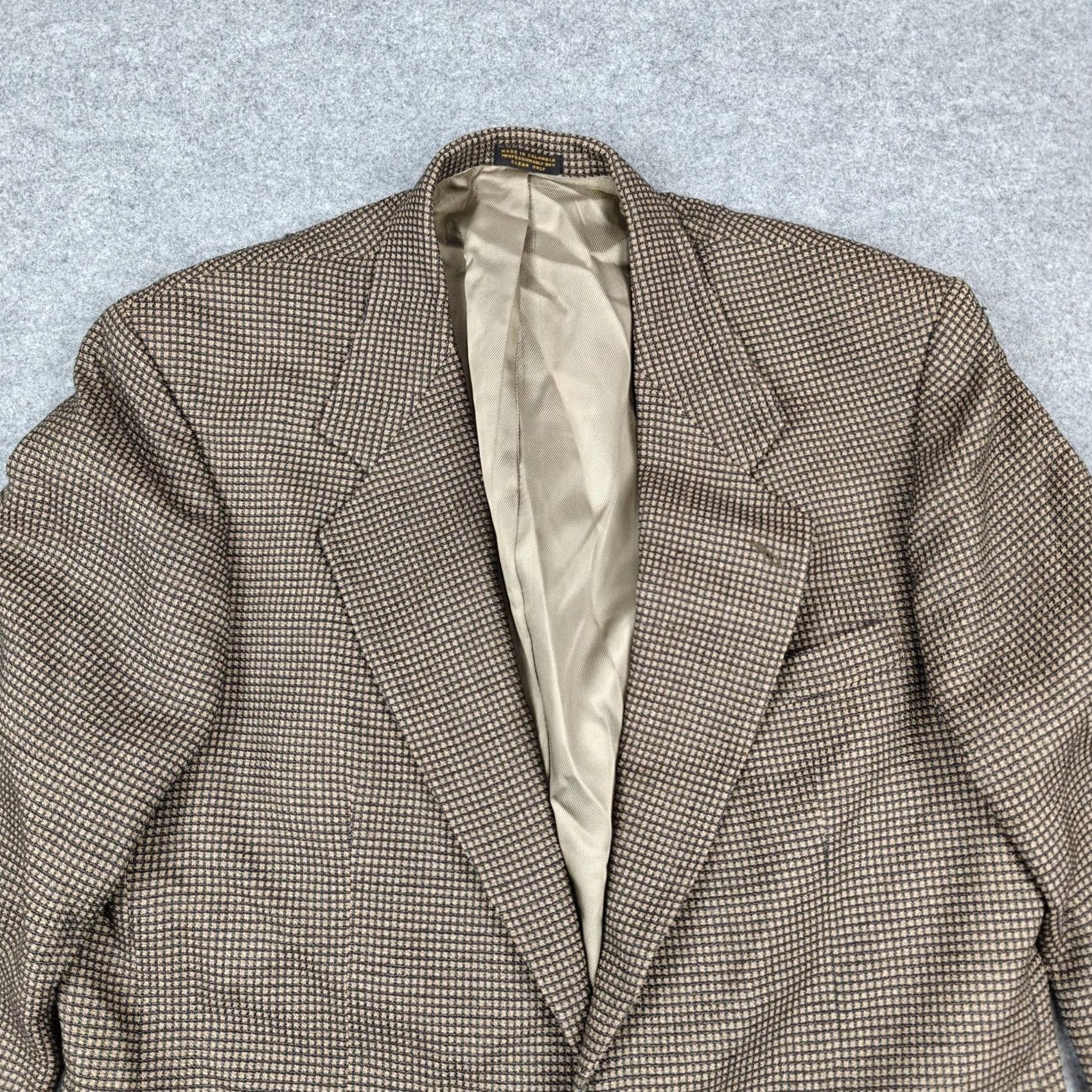 Oscar De La Renta Oscar De La Renta Mens Blazer 42L Brown Check Wool Tweed Sport Coat Jacket Size 42R - 2 Thumbnail